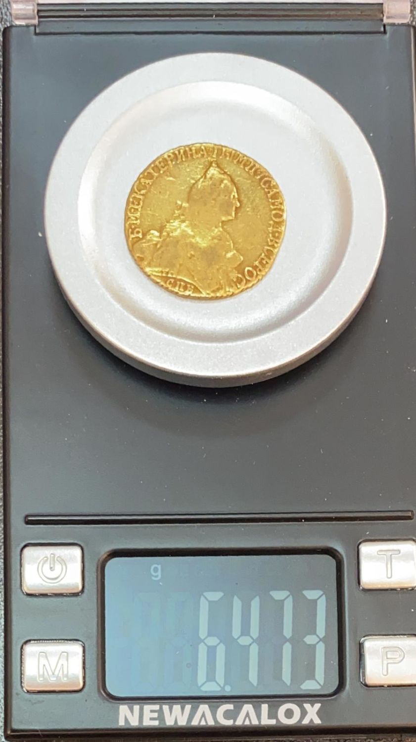 Russia - 5 Roubles 1766 - Catherine II - F-VF - Gold 917, 6.49g, 23mm - 1 2