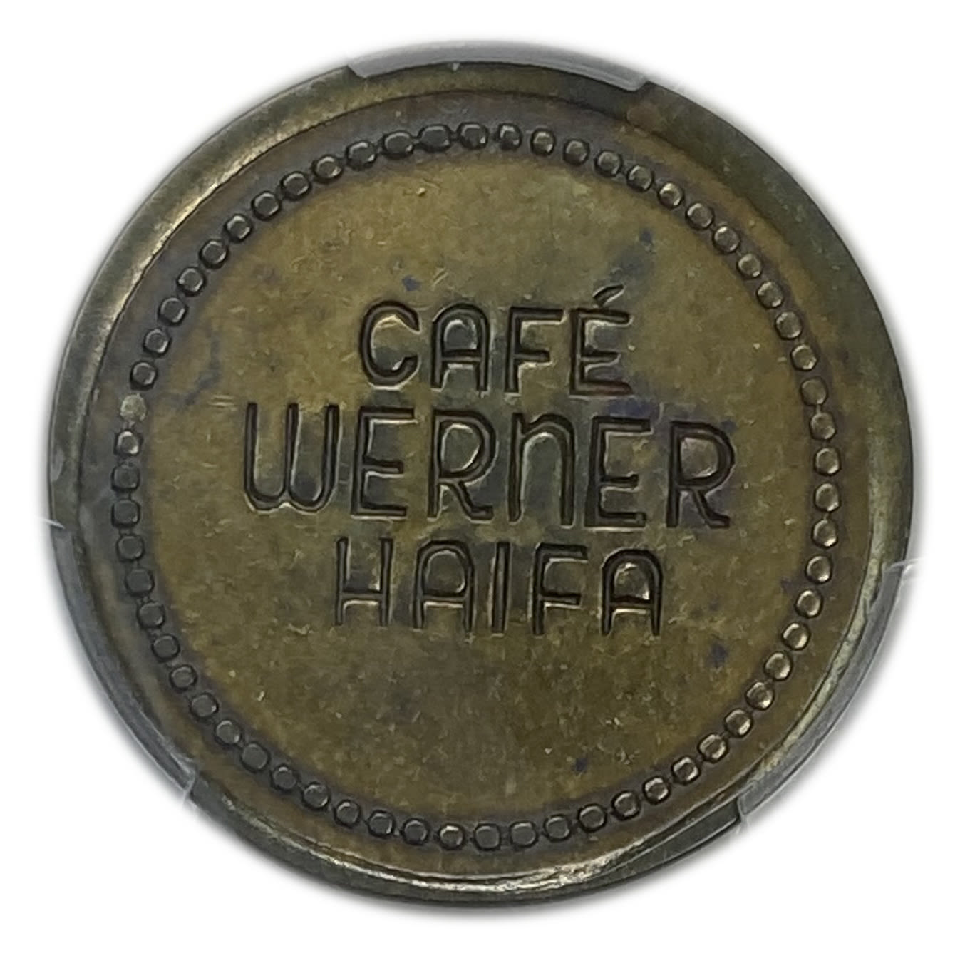 Palestine - Cafe werner token - 20 MIls, bronze - PCGS AU 58 - 1 1