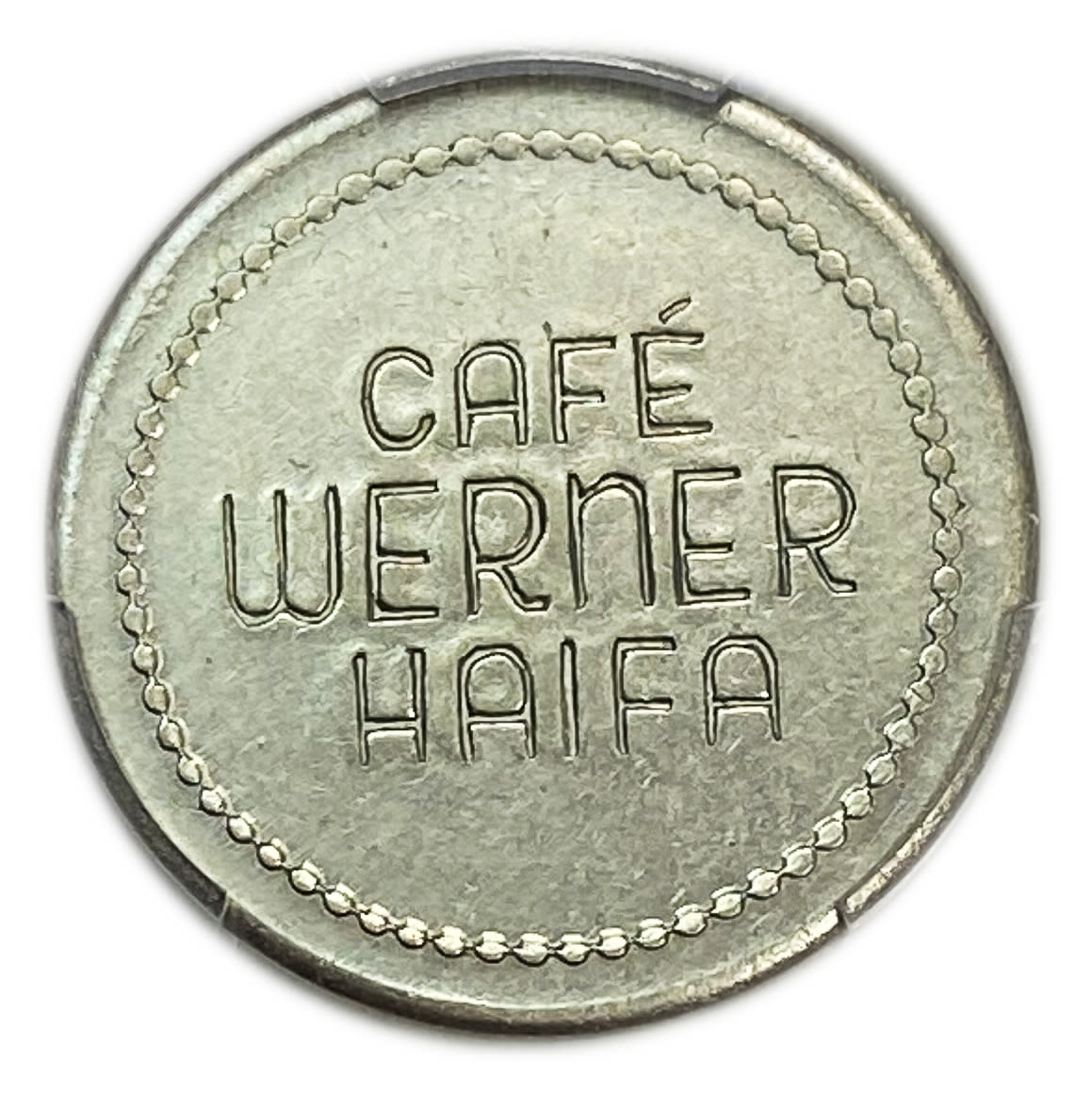 Palestine - Cafe werner token - 10 MIls, bronze, copper-nickel - PCGS AU 58 - Rare in this high grade - 1 1