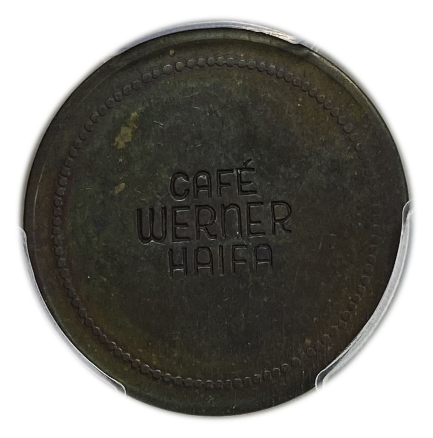 Palestine - Cafe werner token - 50 MIls, bronze - PCGS XF 45 - Rare - 1 1