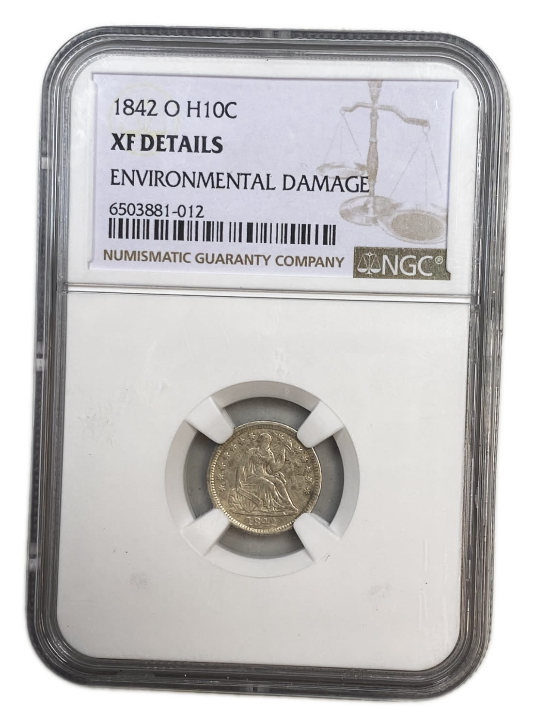 USA - 1/2 Dime 1842 "O" - "Seated Liberty Half Dime" with stars, no arrows - NGC XF DETAILS - 1 2