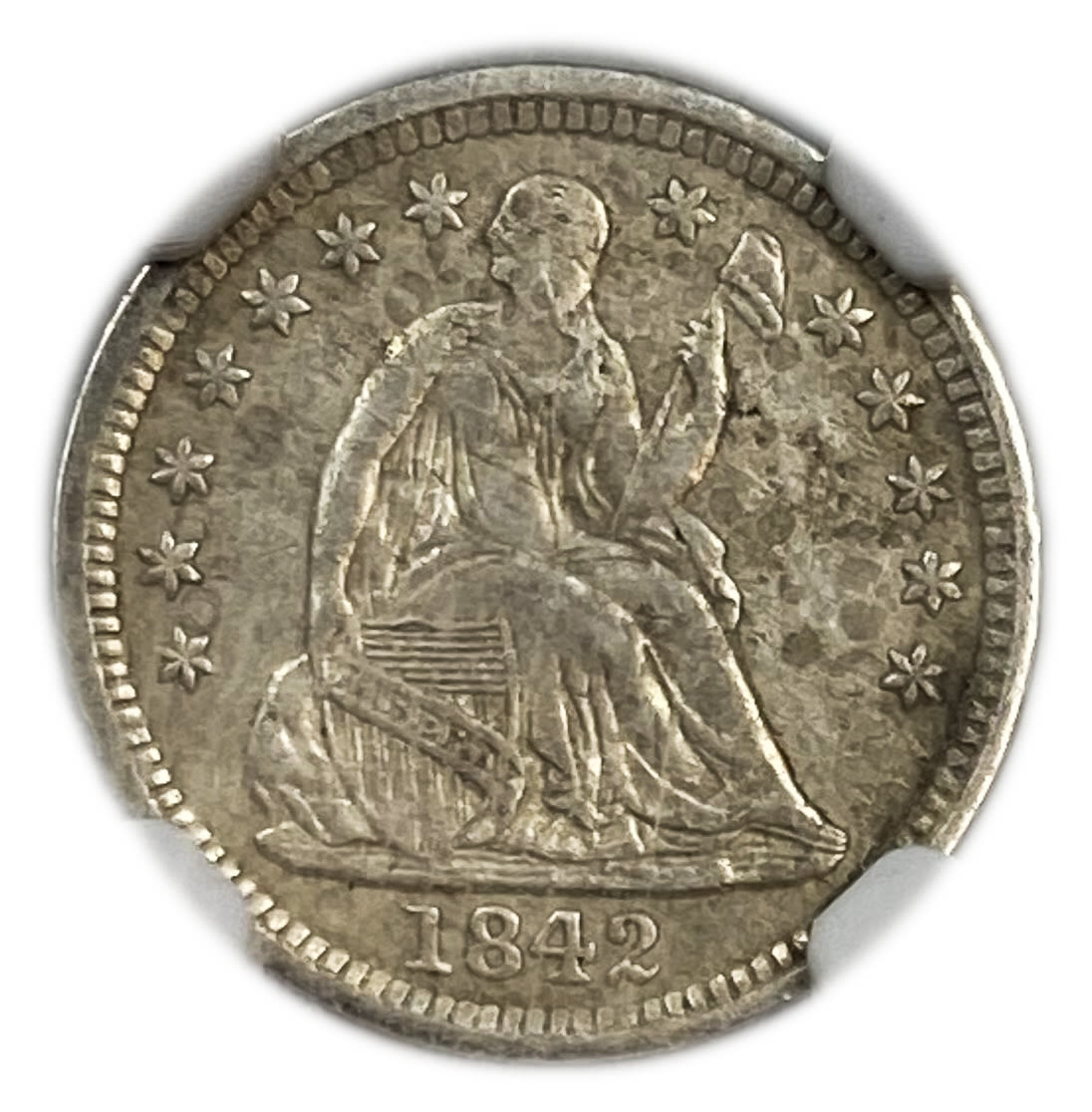 USA - 1/2 Dime 1842 "O" - "Seated Liberty Half Dime" with stars, no arrows - NGC XF DETAILS - 1 0