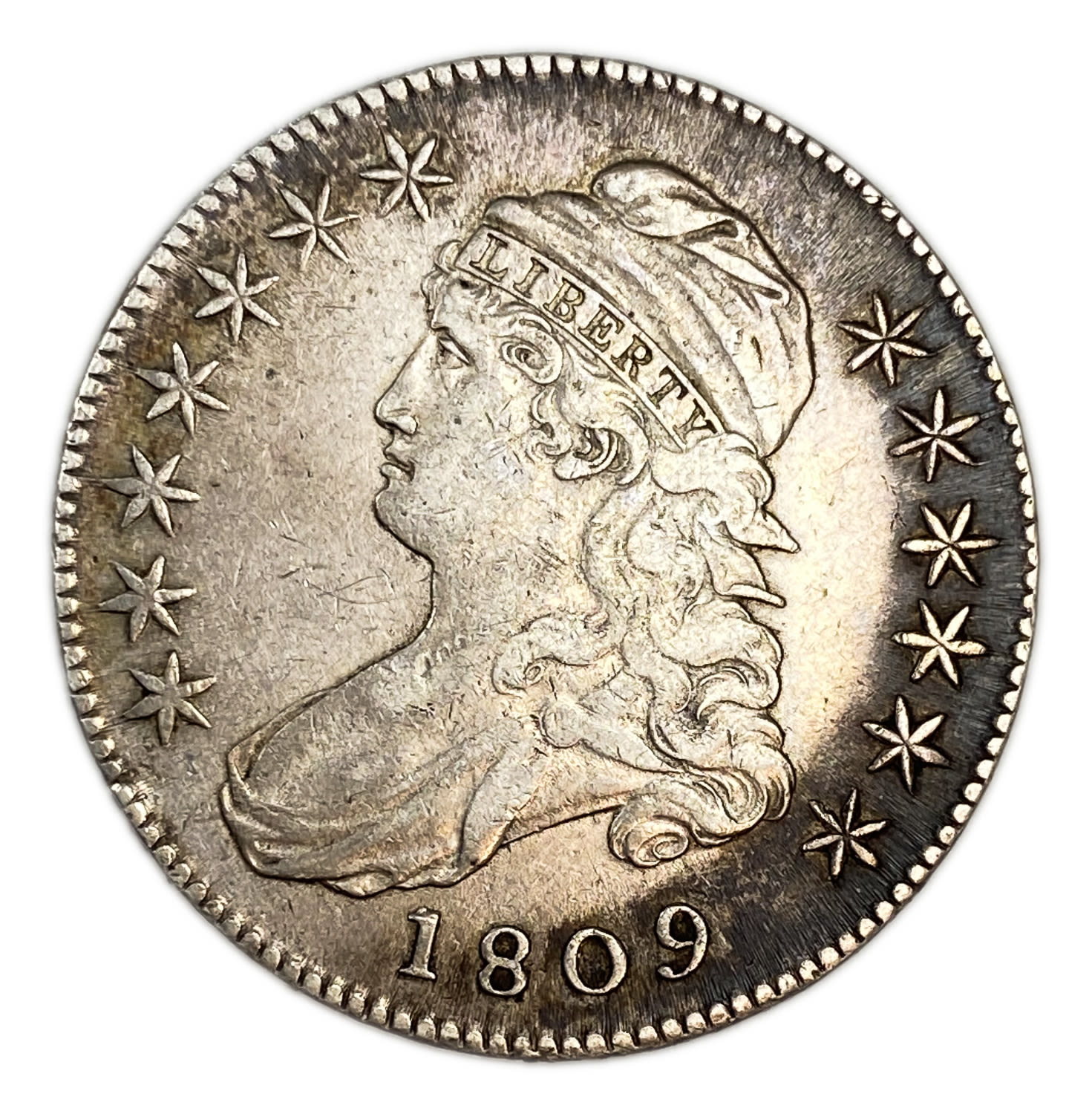 USA - 1/2 Dollar (50 Cents) 1809 - |||| between words on edge - "Capped Bust Half Dollar" - XF-AU - Rare - 1 0
