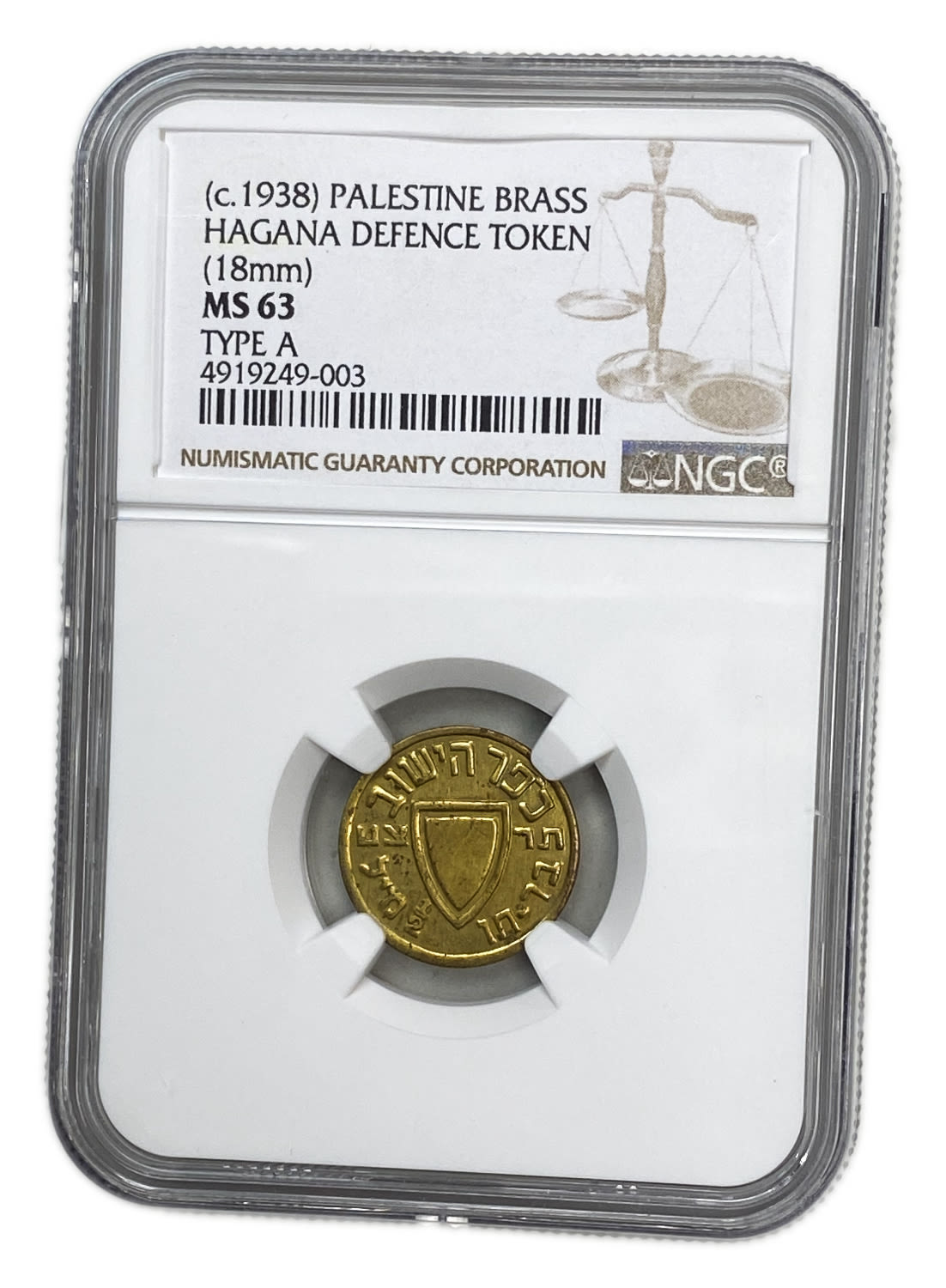 Paleatine - Token "Kofer Hayishuv" 1/2 Mil 1939 - 3 types - NGC MS 62-63 - Rare in this high grade - 1 1