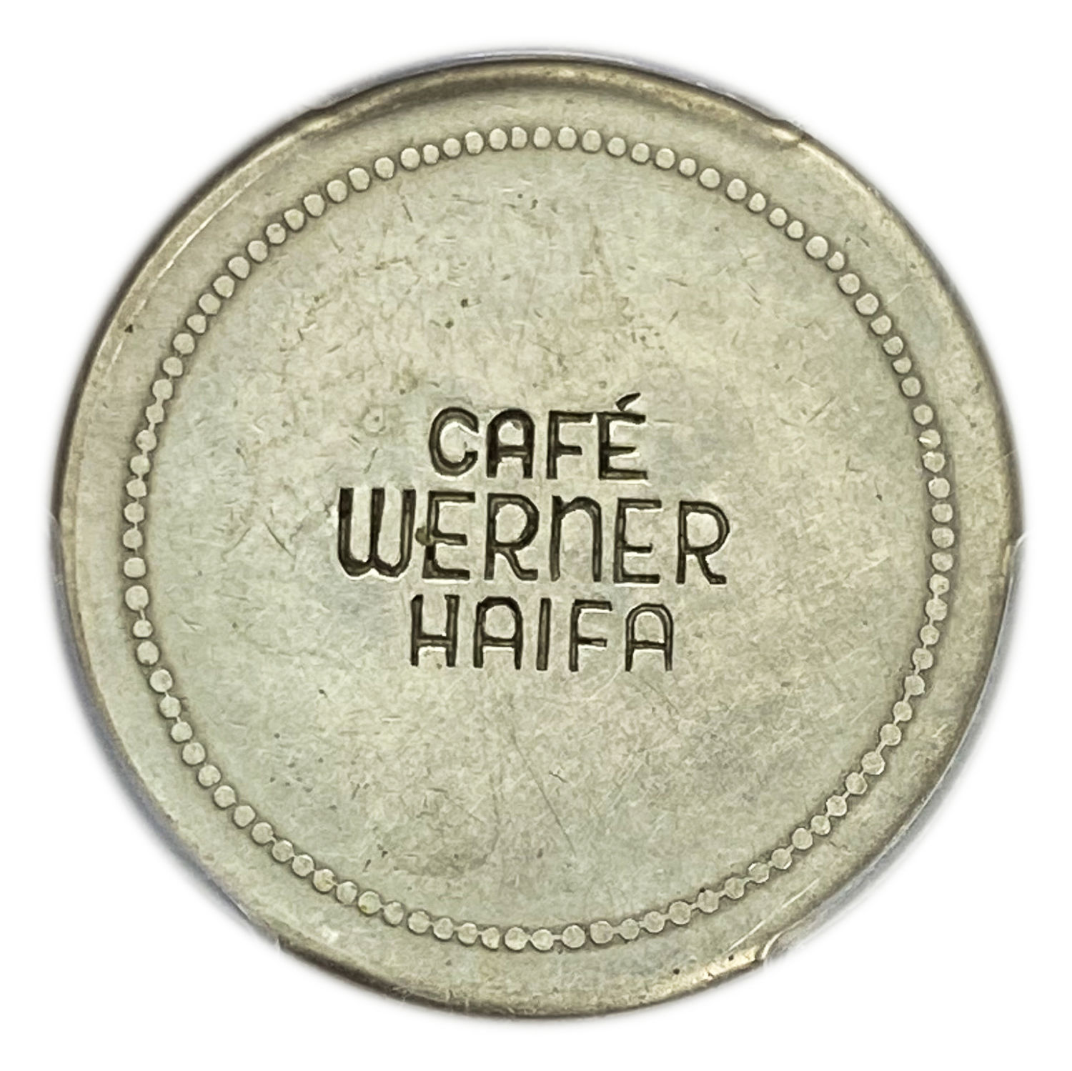 Palestine - Cafe werner token - 50 MIls, bronze, copper-nickel - PCGS XF 45 - Rare - 1 1