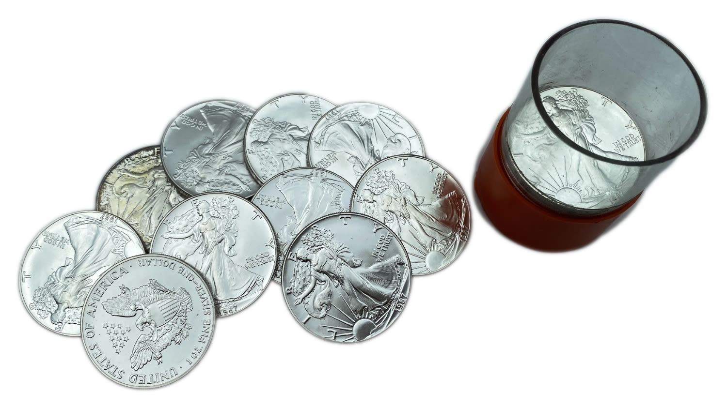 USA - 20 Units of 1 Dollar 1987 - "American Silver Eagle" Bullion Coin - Silver 999, 31.1g, 40.6mm - 1 0