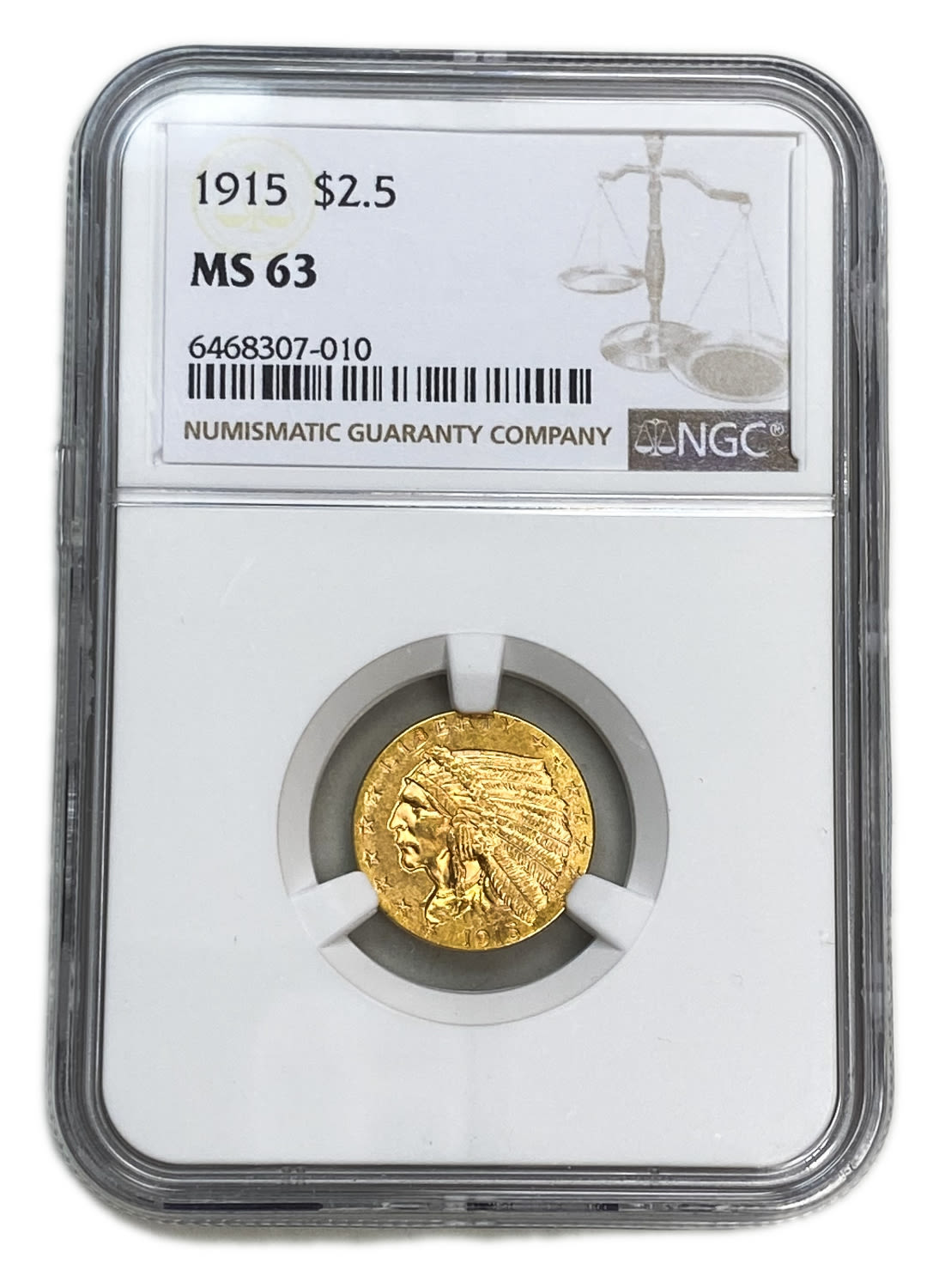 USA - 2.5 Dollars 1915 "Indian Head - Quarter Eagle" - NGC MS 63 - 1 2