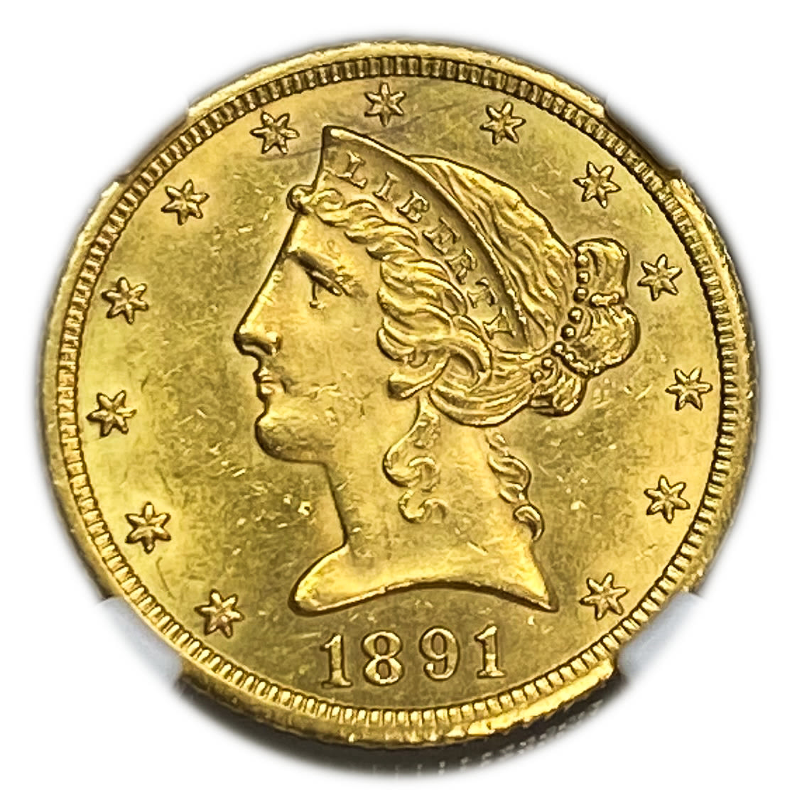 USA - 5 Dollars 1891 with CC - Coronet Head - With motto - NGC MS 62 - 1 0