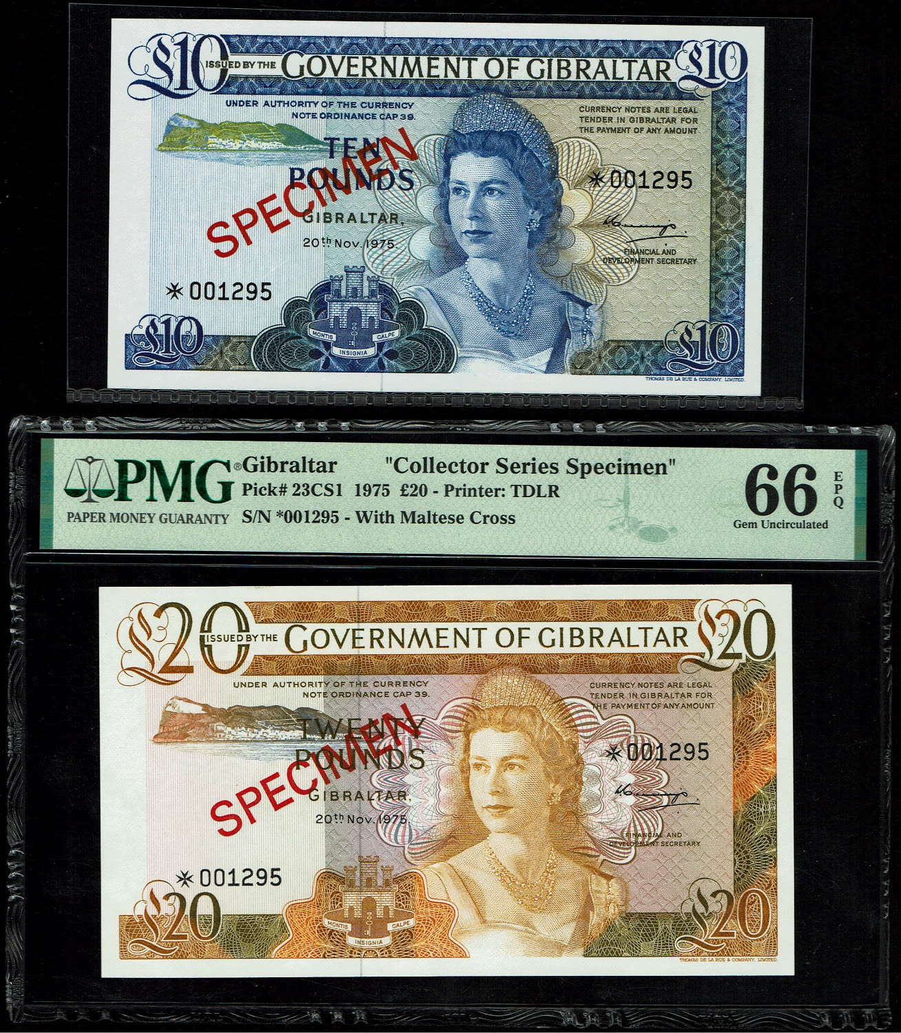 Gibraltar - 1, 5, 10 and 20 Pounds 1975 - Elizabeth II - "Collector series Specimen" - 1 3