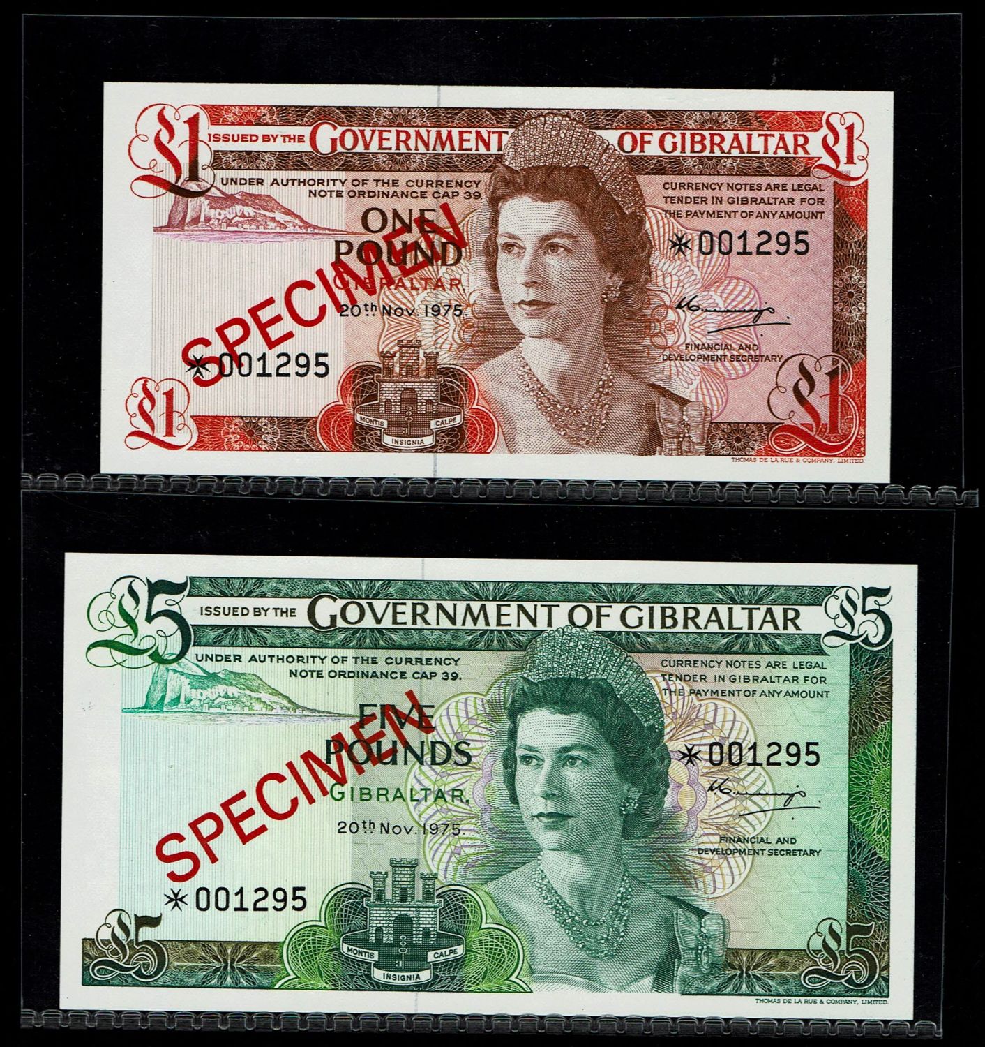 Gibraltar - 1, 5, 10 and 20 Pounds 1975 - Elizabeth II - "Collector series Specimen" - 1 1