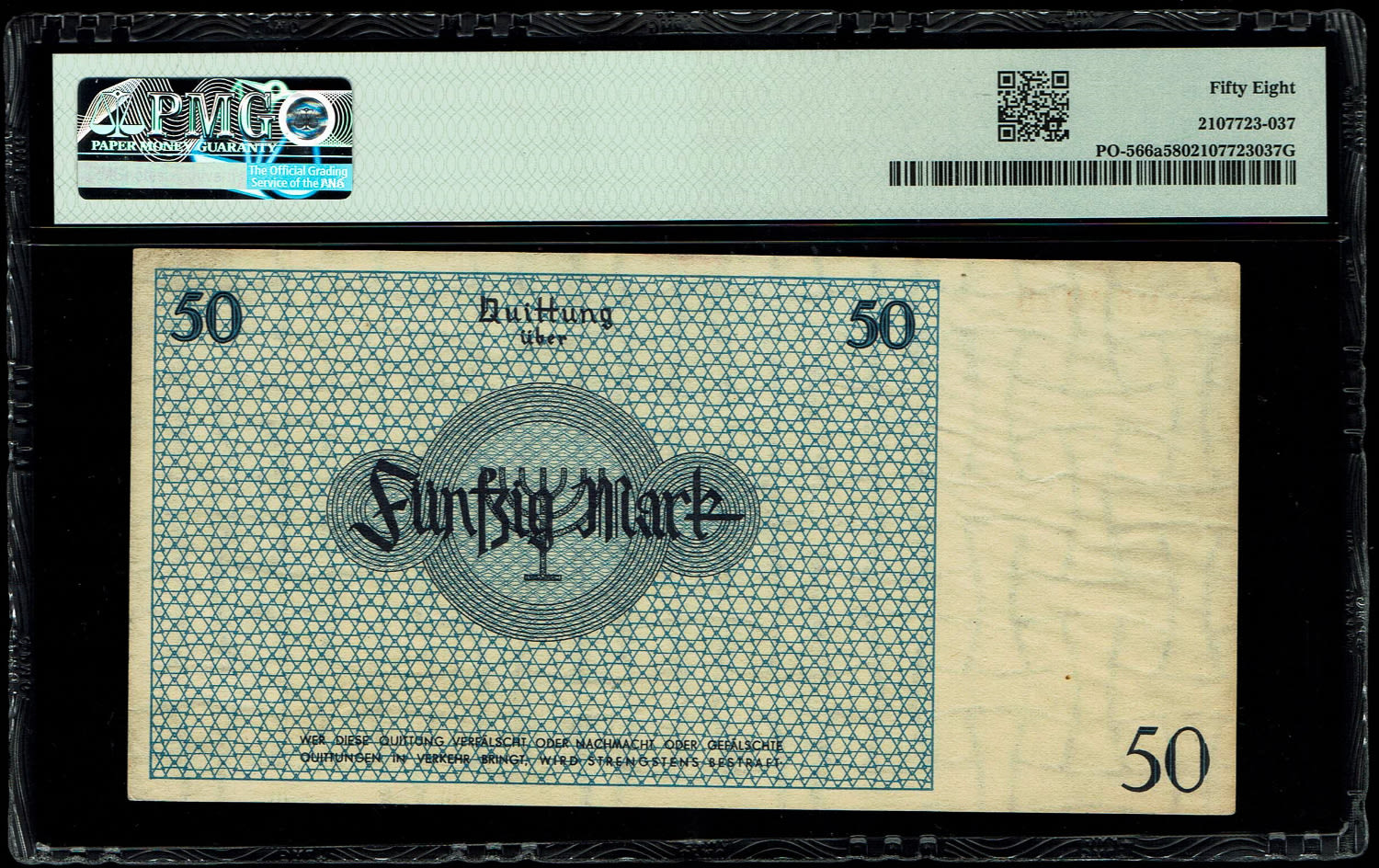 Holocaust concentration camps money - Poland - 50 mark - 1940 - ghetto Lodz - PMG 58 - High Grade - 1 1