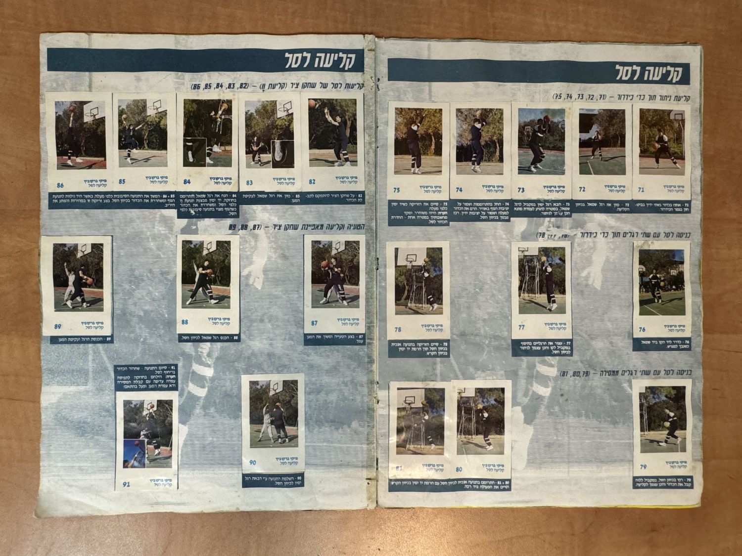 אלבומי מדבקות - אלבום מדבקות "מיקי ברקוביץ מלמד לשחק כדורסל", אמצע שנות השמונים, כמעט מלא (180/192), מצב ... - 1 8