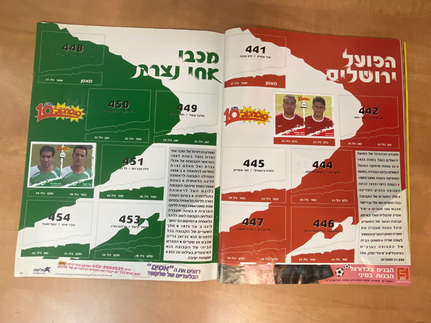 אלבומי מדבקות - אלבום סופרגול 2006-2007, אלבום העשור, מלא חלקית, נמצאים גם קלפים אסים של ידיעות (נגזרו מעיתון) ... - 1 45