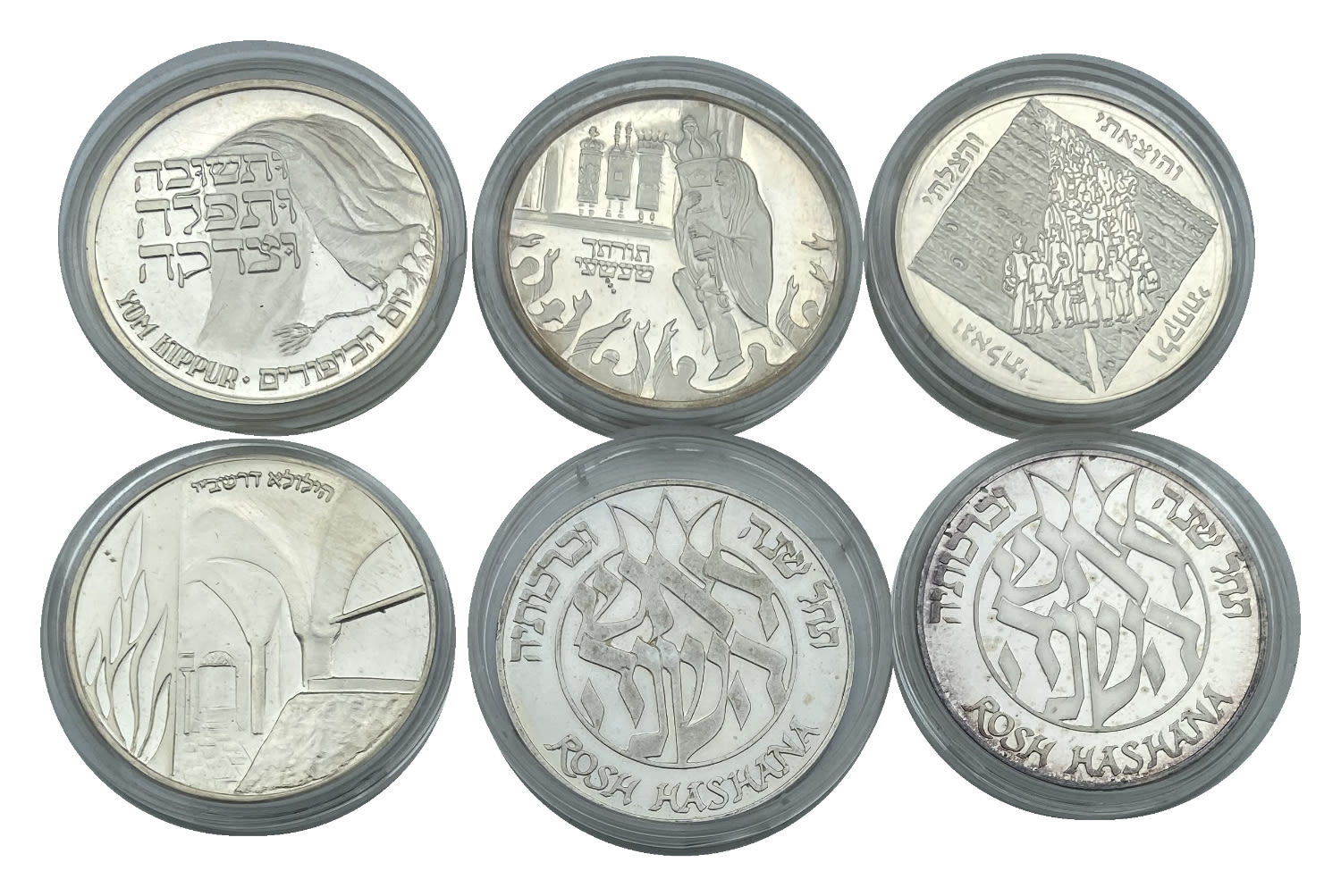 Israel - Lot of 6 silver medals on Jewish holidays - Passover, Rosh Hashanah, Yom Kippur, Simchat Torah, Lag ... - 1 0