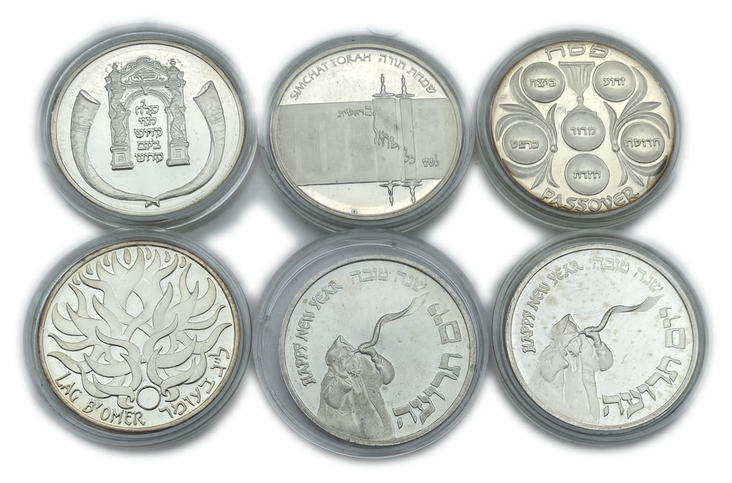 Israel - Lot of 6 silver medals on Jewish holidays - Passover, Rosh Hashanah, Yom Kippur, Simchat Torah, Lag ... - 1 1