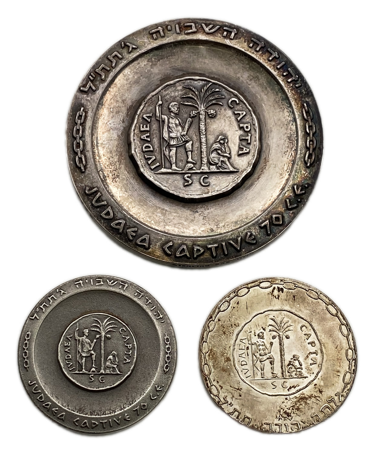 Israel - a set of 3 silver medals on the theme of liberation, "Liberated Israel 1948", a decade of Israel's ... - 1 1