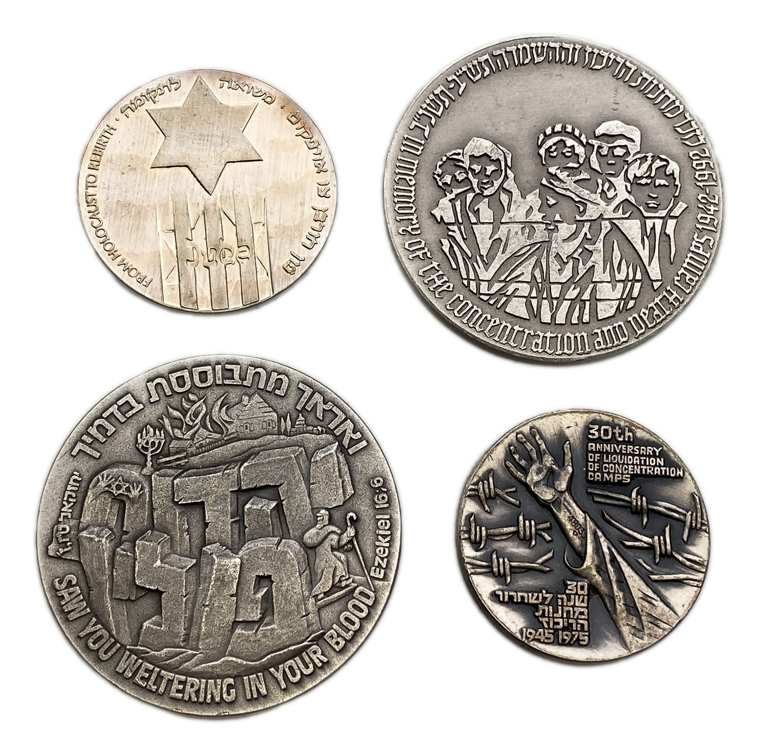 Israel - Group of 4 silver medals of the terrible holocaust - silver 999, 176 g total - 1 0