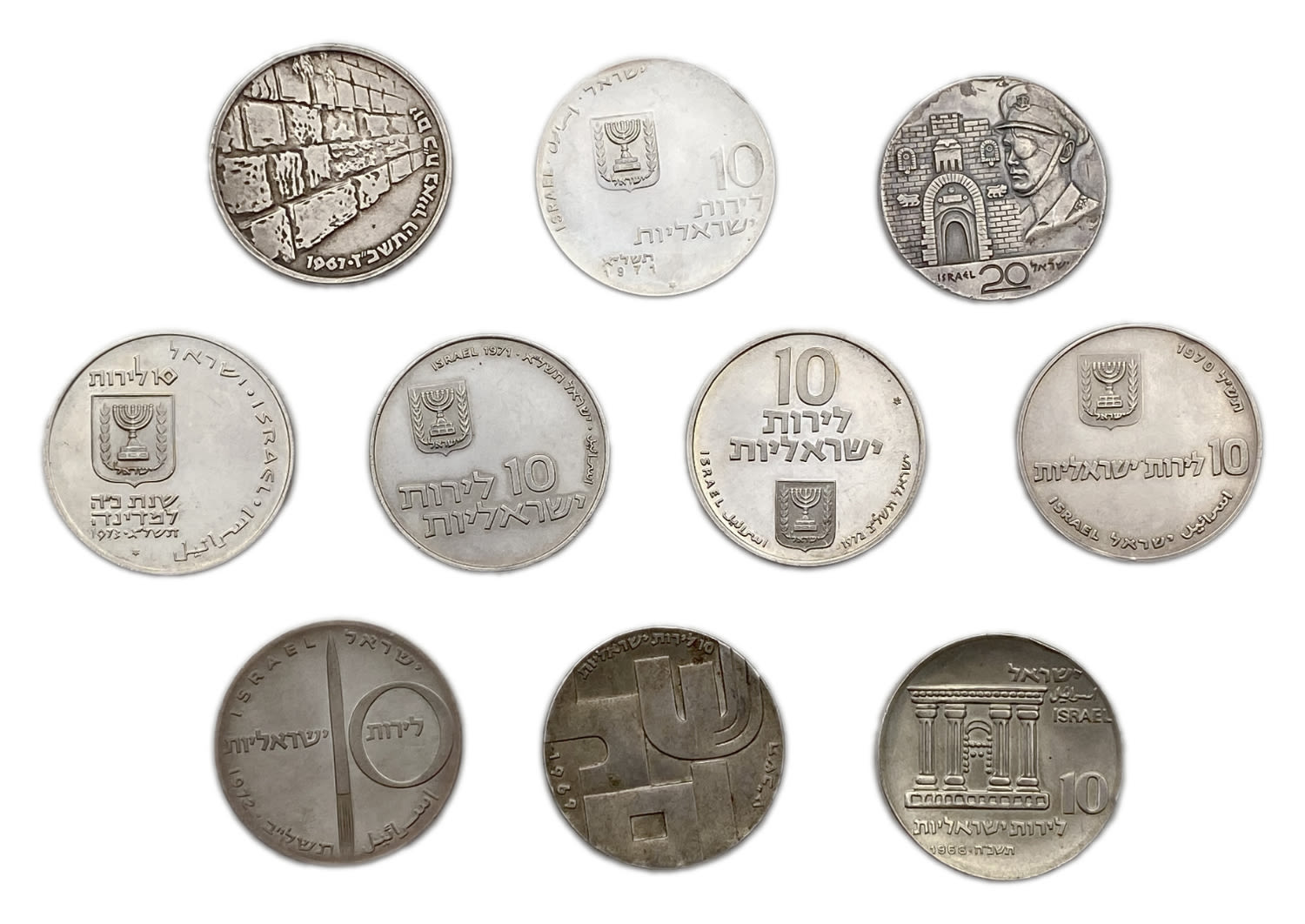 Israel - A collection of 10 silver medals on various subjects, "Redemption of the Son", "Operation Kadesh", "Six ... - 1 1