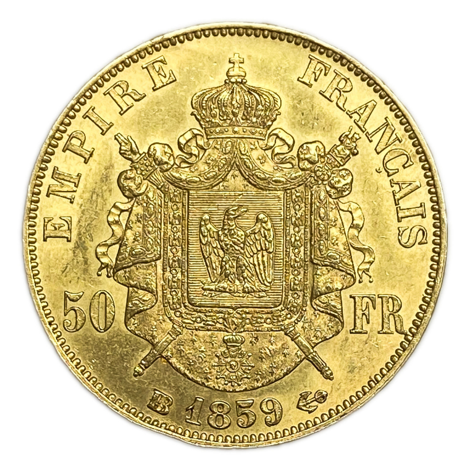 France - 50 francs 1859 BB - Napoleon III - gold 900, 16.12G, 28 mm - AU
Only 10% fees + VAT on ... - 1 0