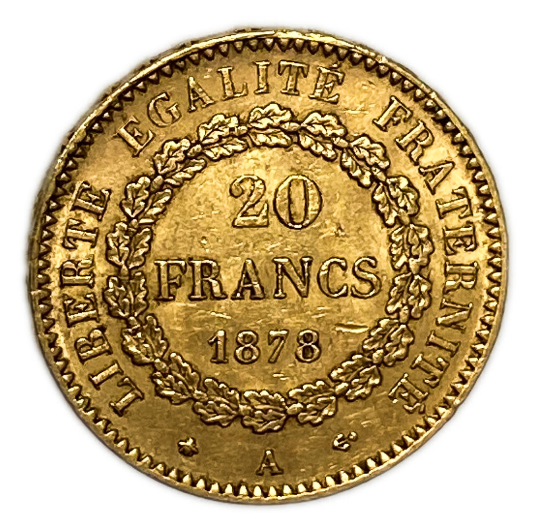 France - 20 Francs 1878 - Gold 900, 6.42g, 21mm - Génie IIIè République, Dupré
Only 10% fees + ... - 1 0