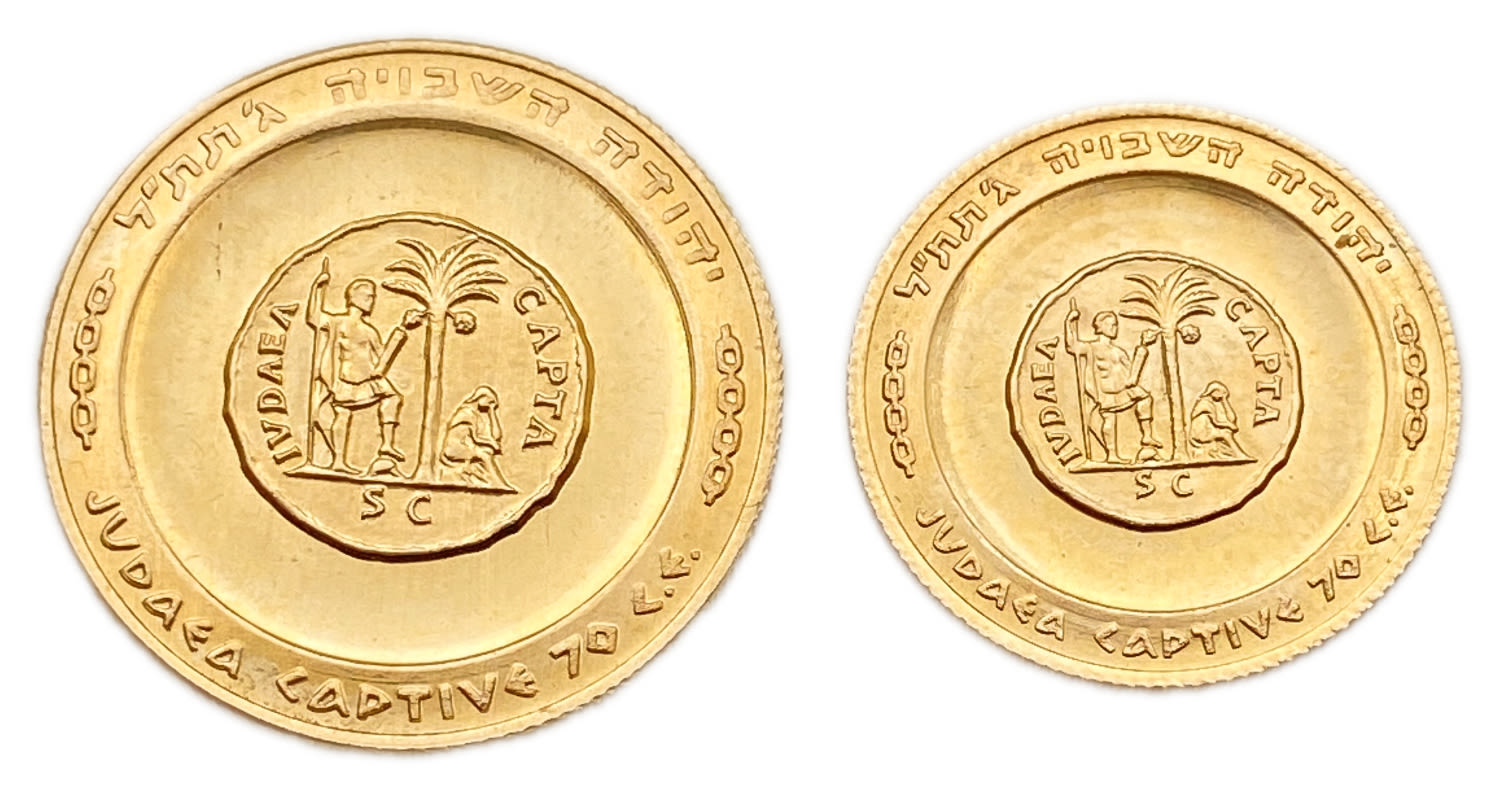 Israel - pair of liberation medals - gold 750, 8 g, 15 g (total 23 g) - 22 mm, 27 mm
... - 1 1