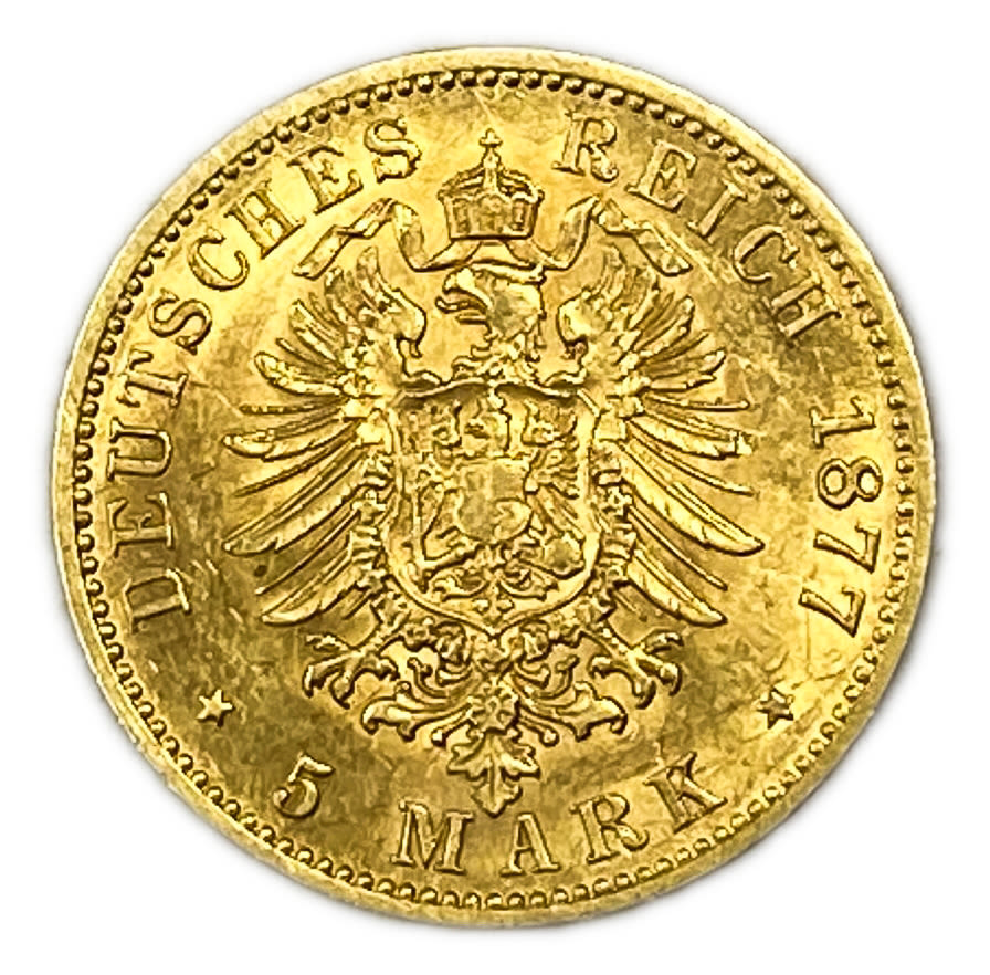 Germany \ Prussia - 5 Marks 1877 - Gold 900, 1.98g, 16mm
Only 10% fees + VAT on this ... - 1 0