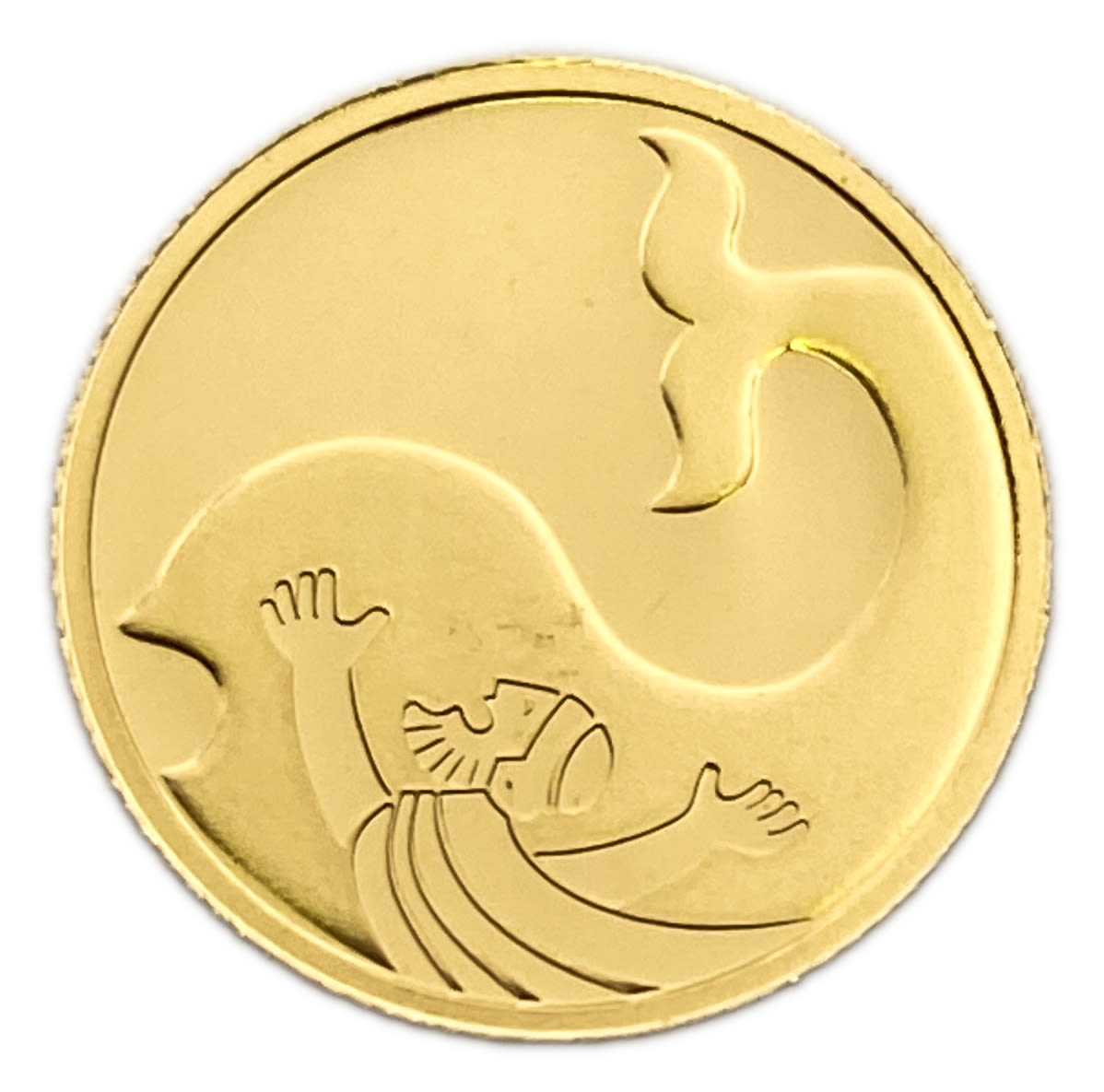 Israel - JONAH IN THE WHALE, 2010 - Gold 999, 1.24g, 13.92mm
Only 10% fees + VAT on this ... - 1 1