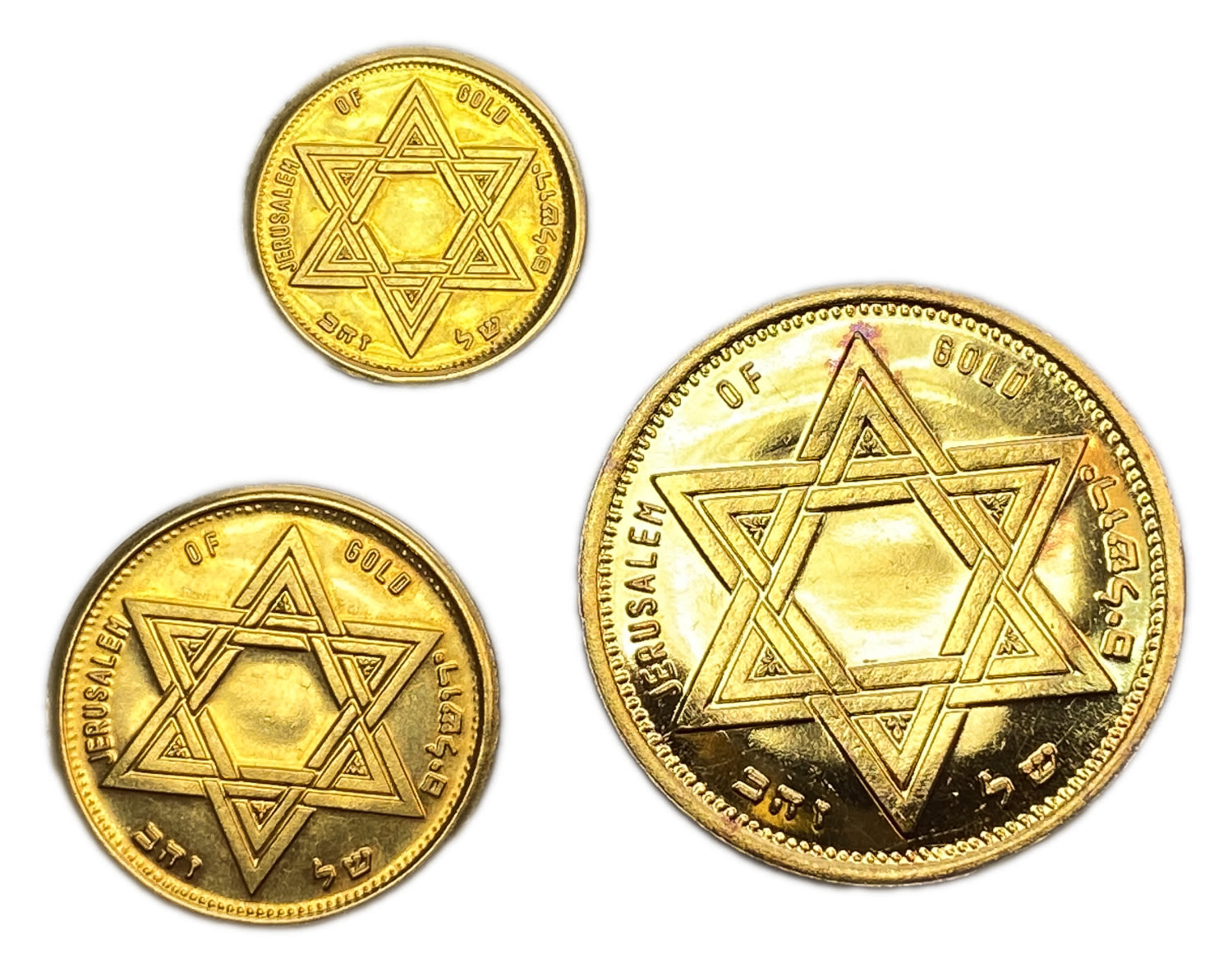Israel - three private medals on the subject of Jerusalem and the Knesset of Israel - gold 750, total weight ... - 1 0