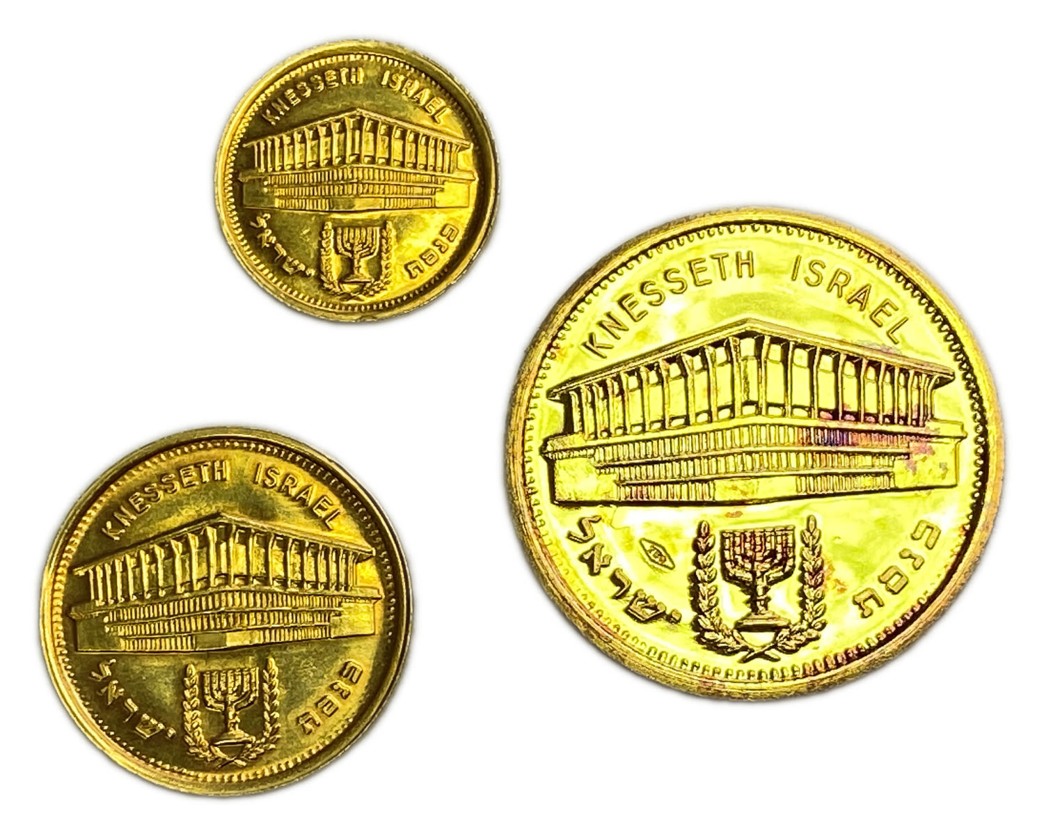 Israel - three private medals on the subject of Jerusalem and the Knesset of Israel - gold 750, total weight ... - 1 1