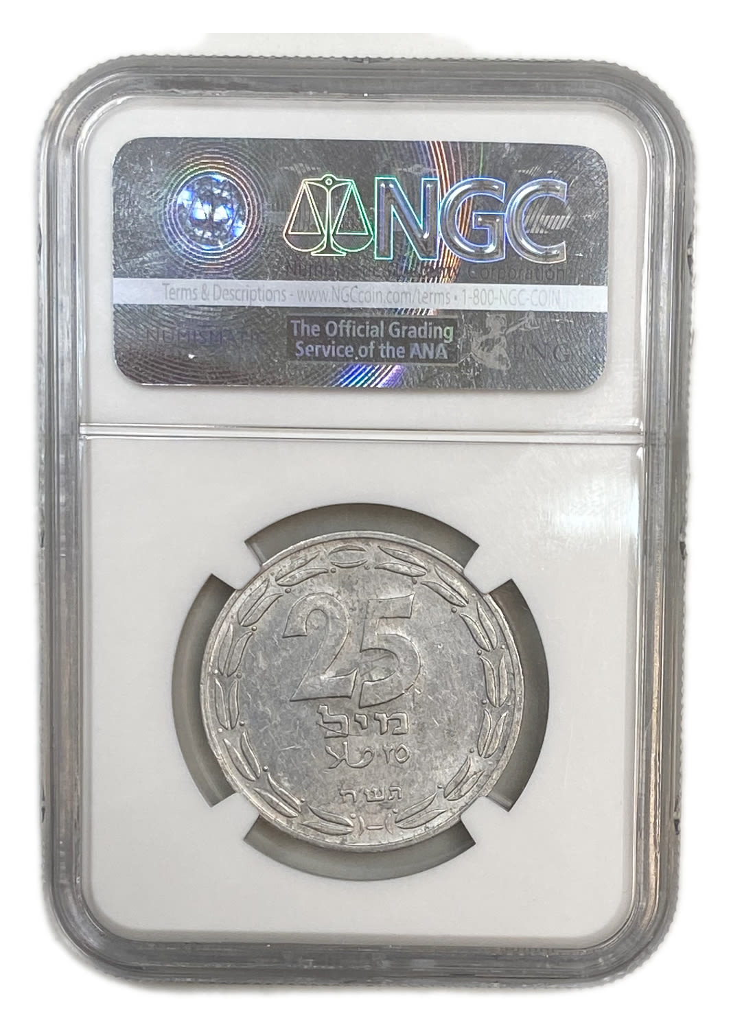 Israel - 25 Mils 1948 - NGC MS 60
After the establishment of the state in 1948, and until 1952, the ... - 1 3