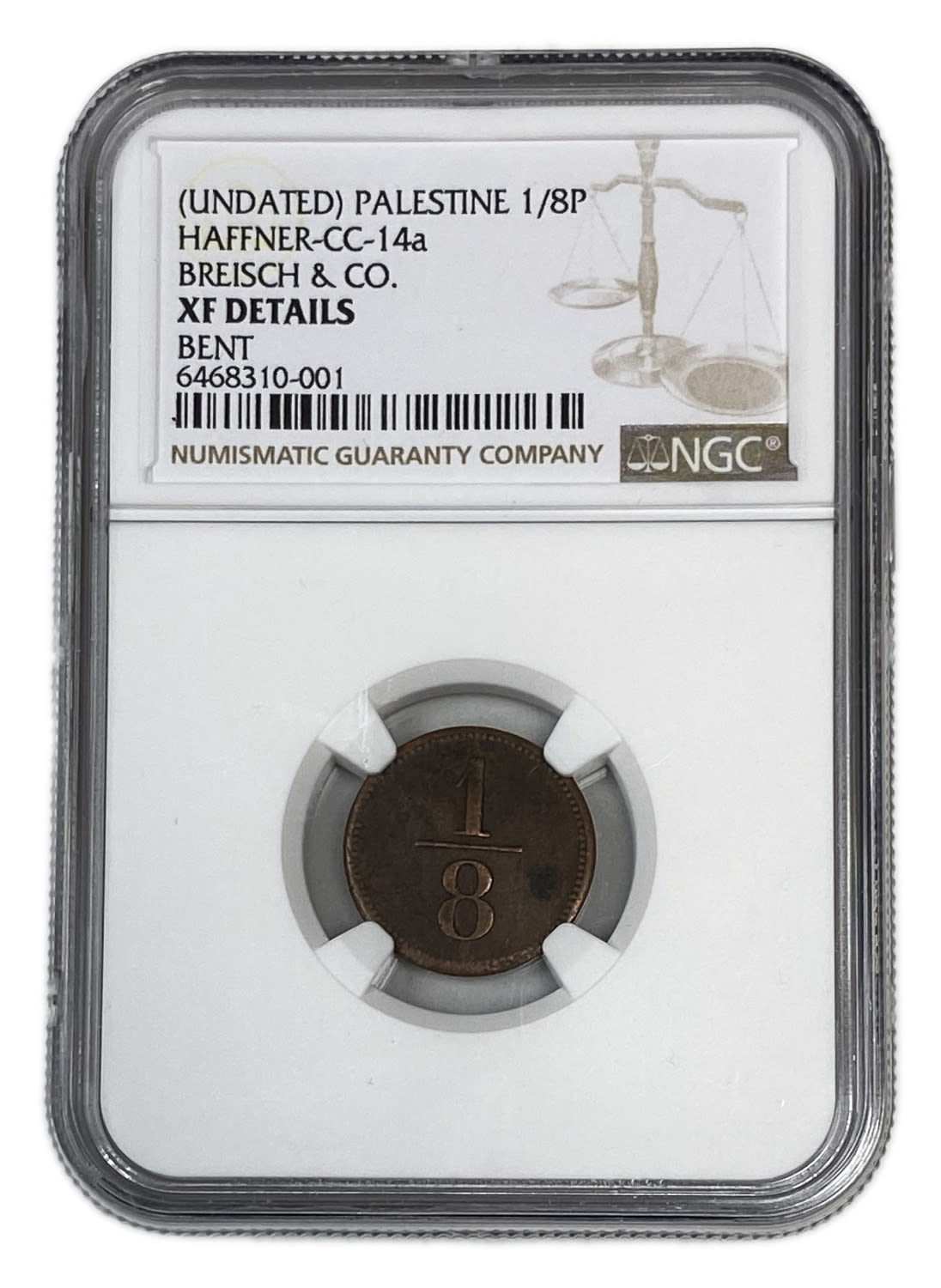 Palestine - Templar colonies tokens - 1/8 Para 1880-1917 - B&C - Very Rare - NGC XF DETAILS
Few ... - 1 2