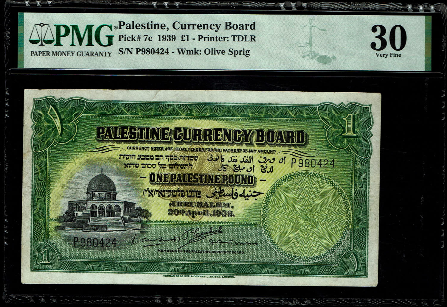 Palestine - 1 Pound 1939 - PMG 30 - Prefix P - 1 0