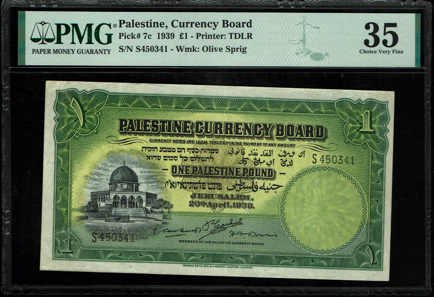 Palestine - 1 Pound 1939 - PMG 35 - Prefix S - 1 0