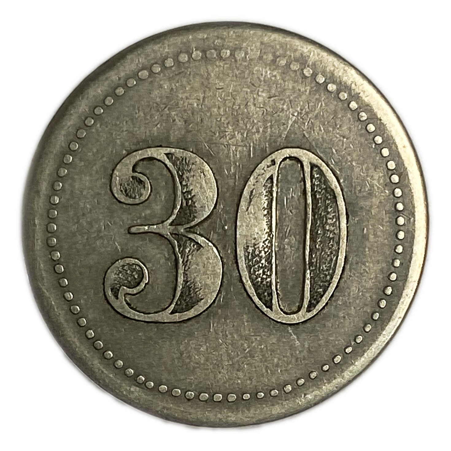Palestine - Cafe werner token - 30 MIls, bronze, copper-nickel - VF - Rare
Issued by Zvi Werner, who ... - 1 0