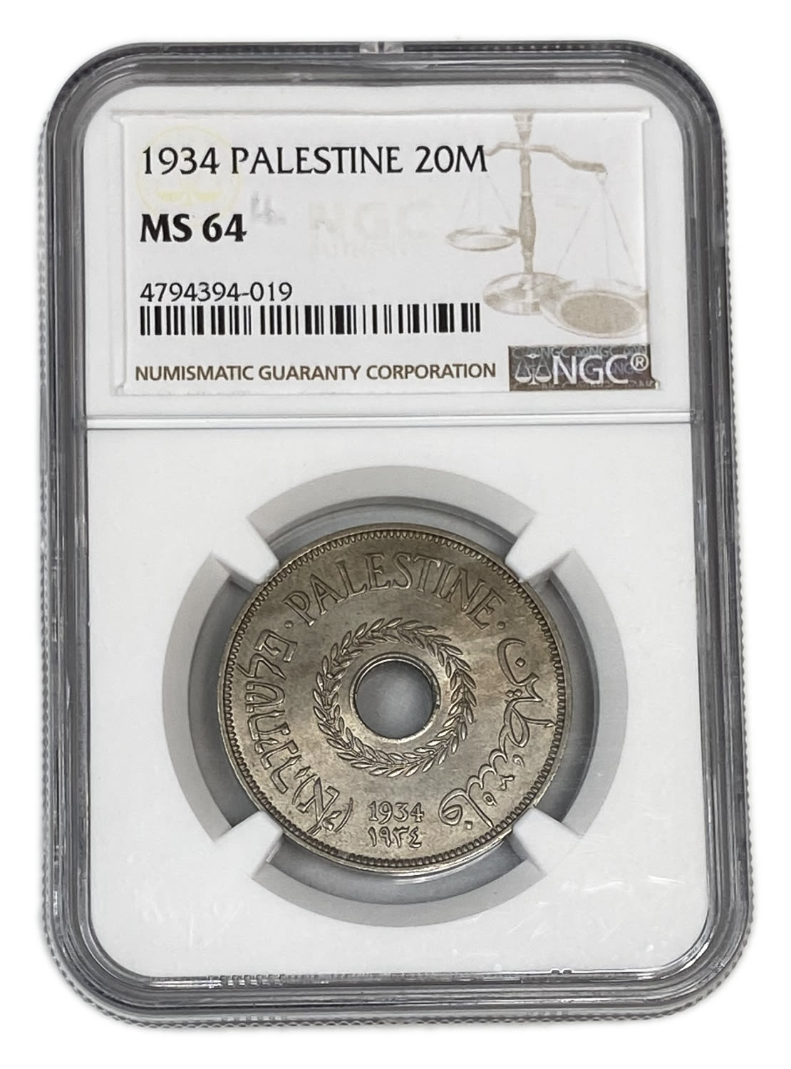 Palestine - 20 Mils 1934 - NGC 64 - UNC - Very Rare
The year with the second lowest mintage of the ... - 1 2