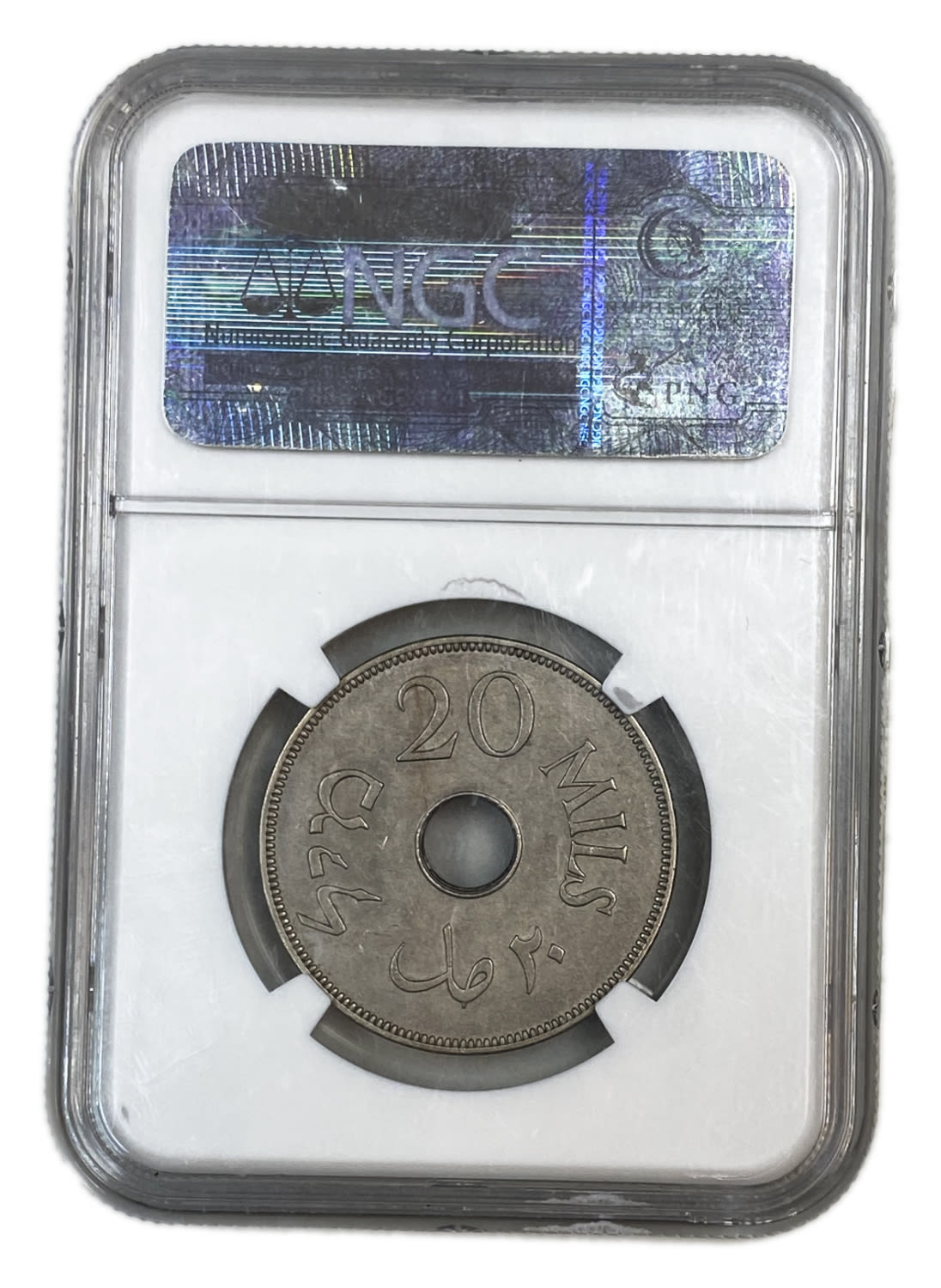 Palestine - 20 Mils 1934 - NGC 58 - Rare
The year with the second lowest mintage of the 59 mandated ... - 1 3