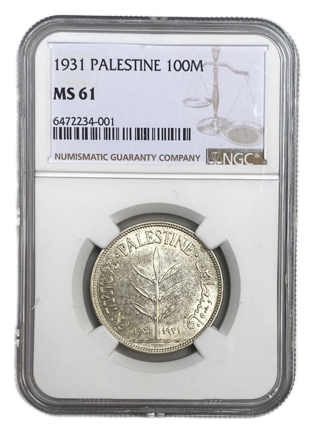 Palestine - 100 Mils 1931 - NGC 61 - UNC - Very Rare
The hardest coin to get in a UNC condition ... - 1 2