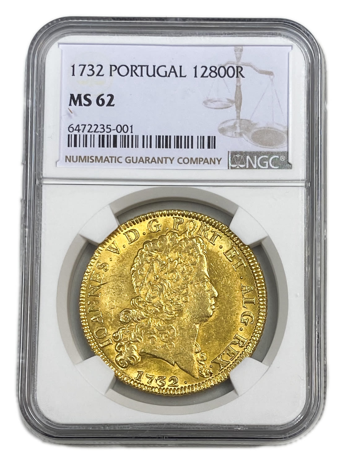 Portugal - Dobra de 8 Escudos (= 12800 Réis)  - João V - NGC MS 62 - Extremely Rare - Highest grade ... - 1 2