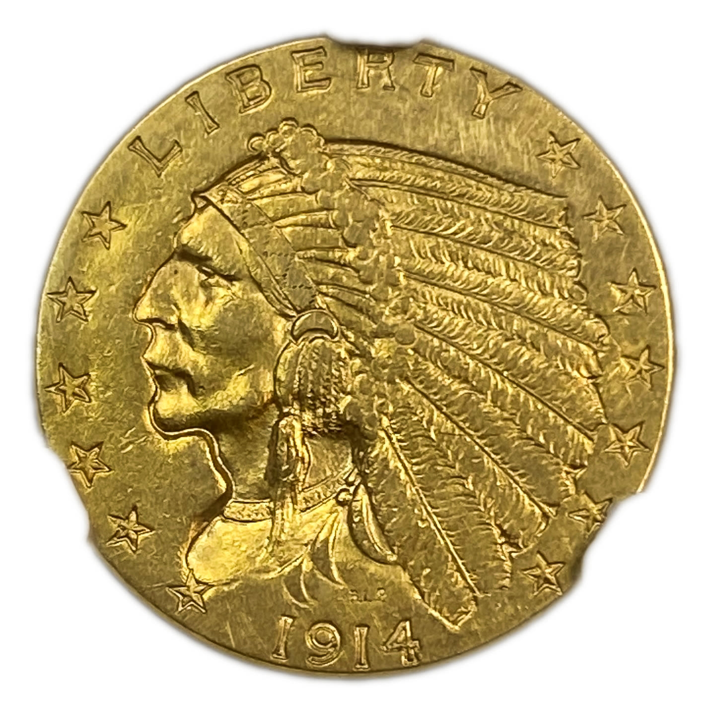USA - 2.5 Dollars 1914 "Indian Head - Quarter Eagle" - NGC AU DETAILS
Commission of 10% commission ... - 1 0