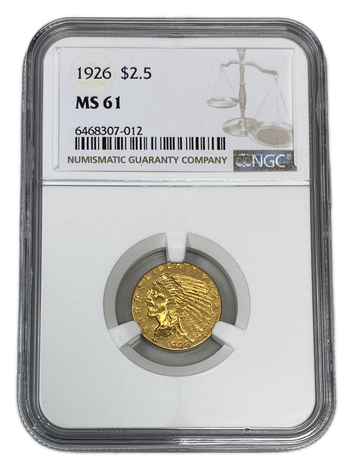 USA - 2.5 Dollars 1926 "Indian Head - Quarter Eagle" - NGC 61
Commission of 10% commission only + ... - 1 2