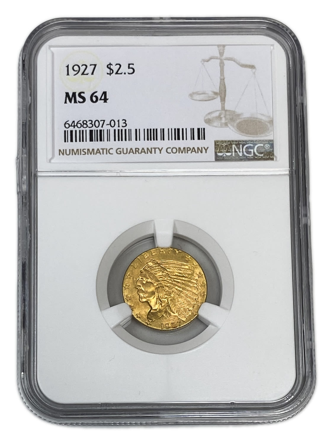 USA - 2.5 Dollars 1927 "Indian Head - Quarter Eagle" - NGC MS 64
Commission of 10% commission only ... - 1 2