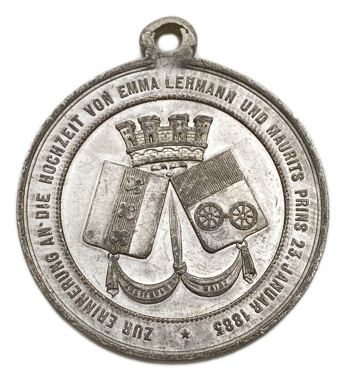 Judaica / Zionism - Netherlands - Medal commemorating the wedding of a Jewish couple in 1883 - extremely rare ... - 1 1