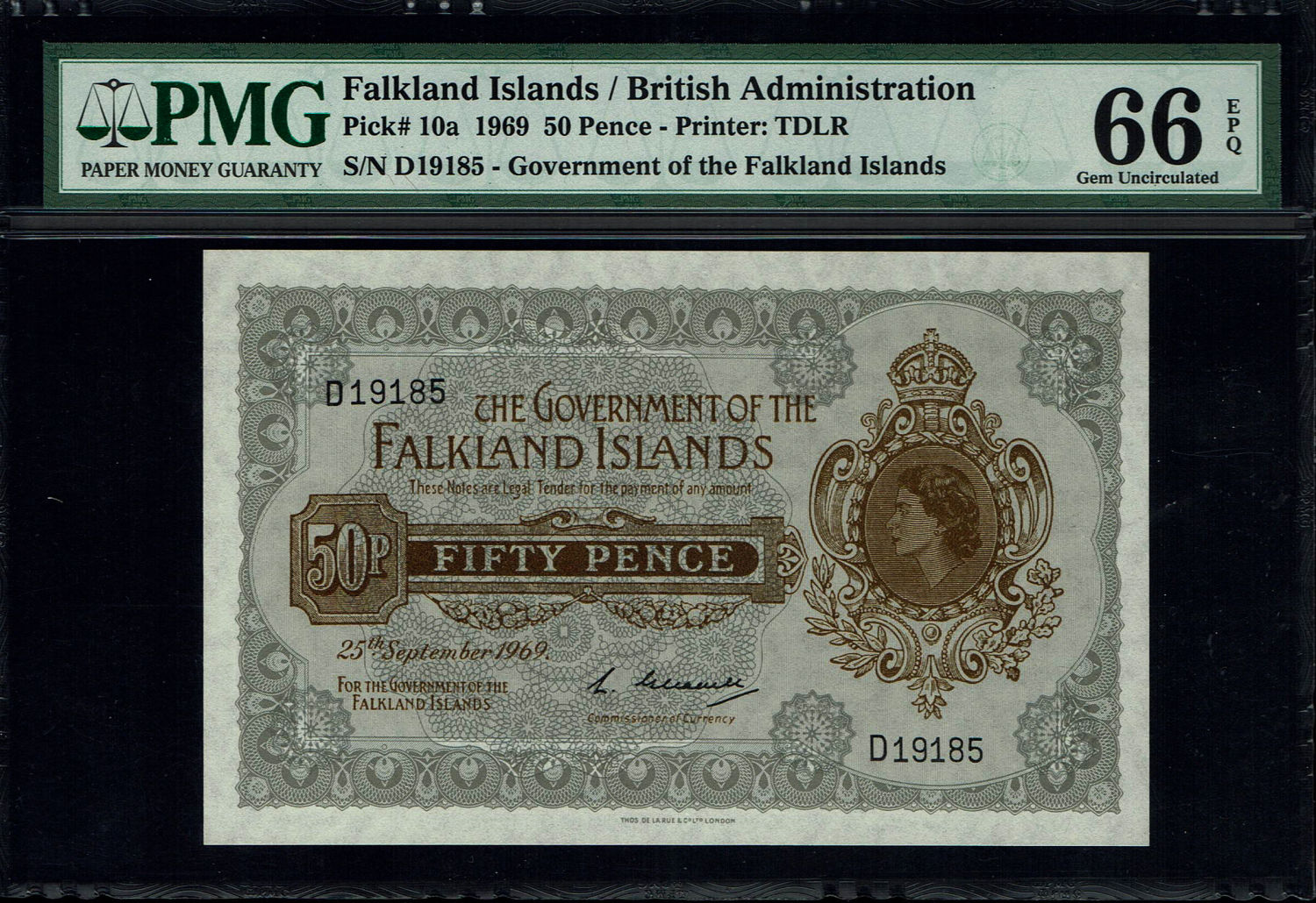 Falkland Islands / British Administration - 50 Pence 1969 - PMG 66 EPQ
Obverse
Elizabeth II ... - 1 0