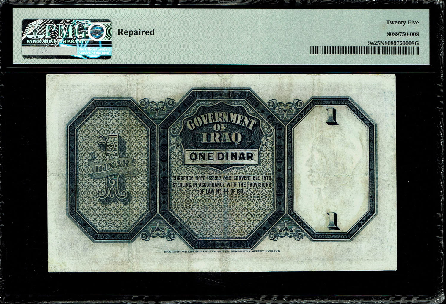 Iraq - 1 Dinar 1931 (1934) - Ghazi I - PMG 25 NET
Obverse
To the right, bust of ... - 1 1