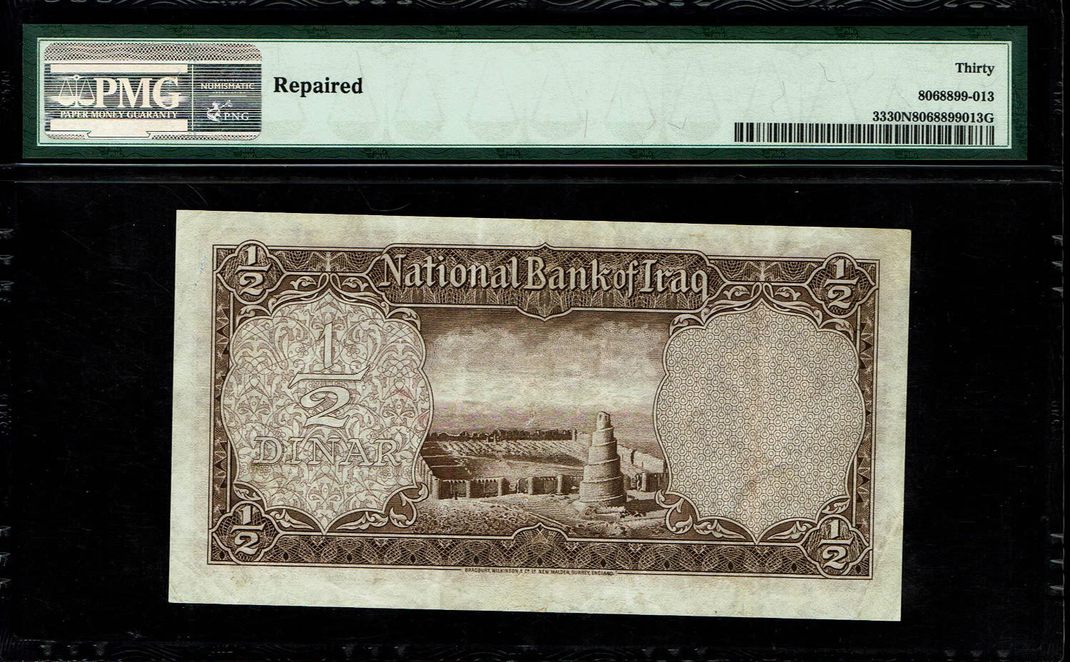 Iraq - 1/2 Dinar 1947 (1953) - PMG 30 NET
Obverse: Young King Faisal II at right
Reverse: ... - 1 1