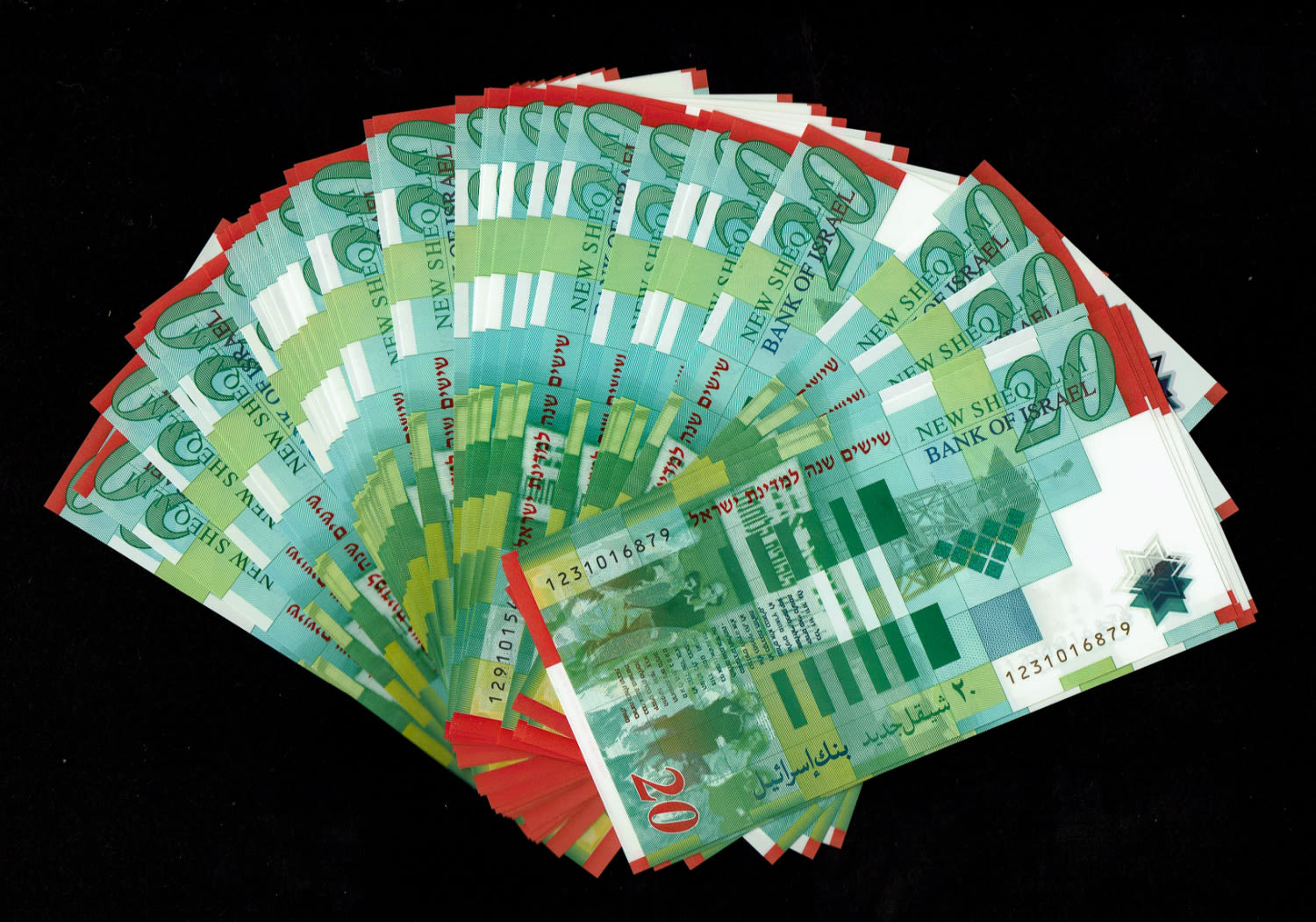 Israel - Lot of 43 banknotes of 20 New Shekels 2008 - "60 Years commemorative" - UNC
Front: Portrait ... - 1 1