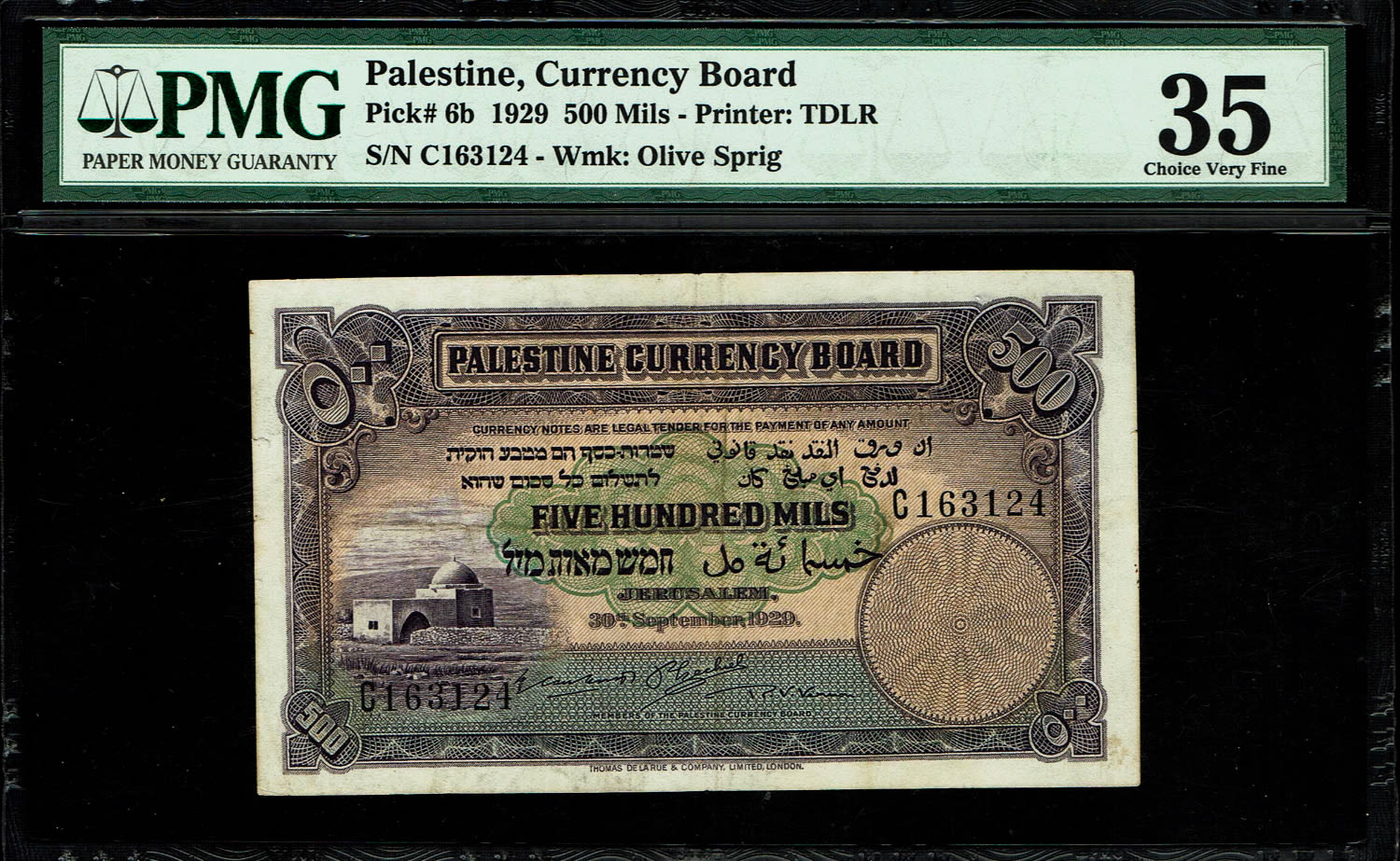 Palestine - 500 mils 1929 - PMG 35 - Prefix C
According to PMG, there are only 3 banknotes that are ... - 1 0