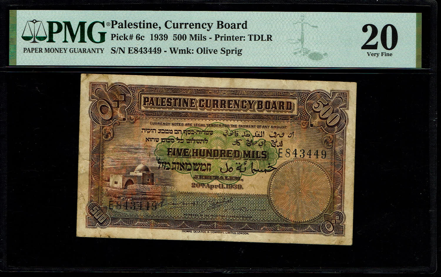 Palestine - 500 mils 1939 - PMG 20 - Prefix E
In 1917, the British conquered Israel from the Ottomans ... - 1 0