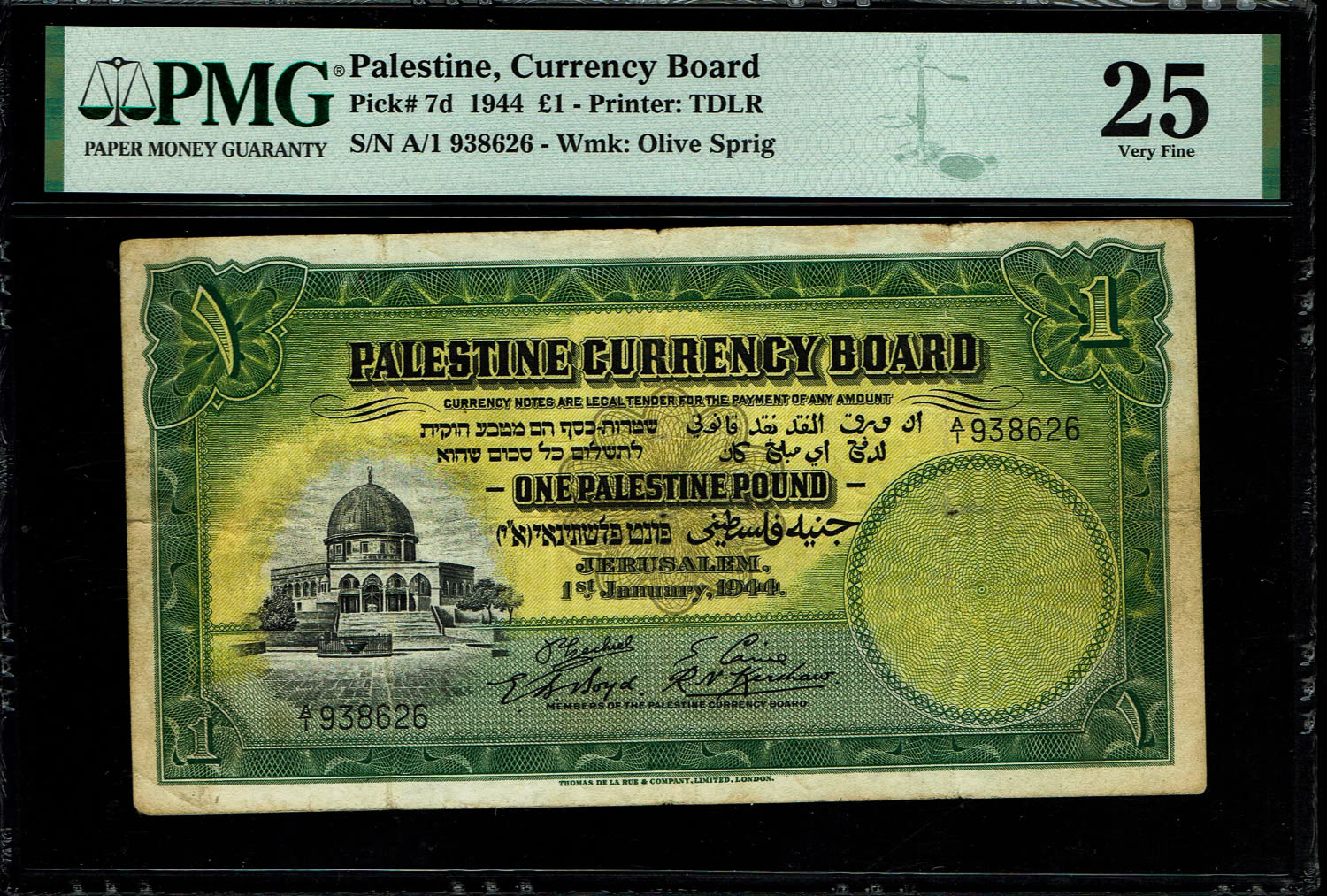 Palestine - 1 Pound 1944 - PMG 25 - Prefix A
In 1917, the British conquered Israel from the Ottomans ... - 1 0