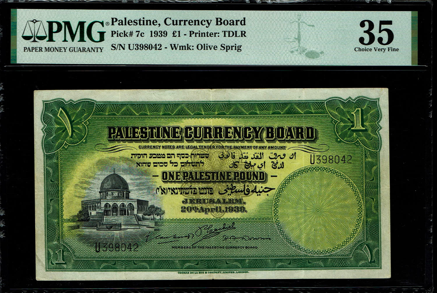 Palestine - 1 Pound 1939 - PMG 35 - Prefix U
In 1917, the British conquered Israel from the Ottomans ... - 1 0